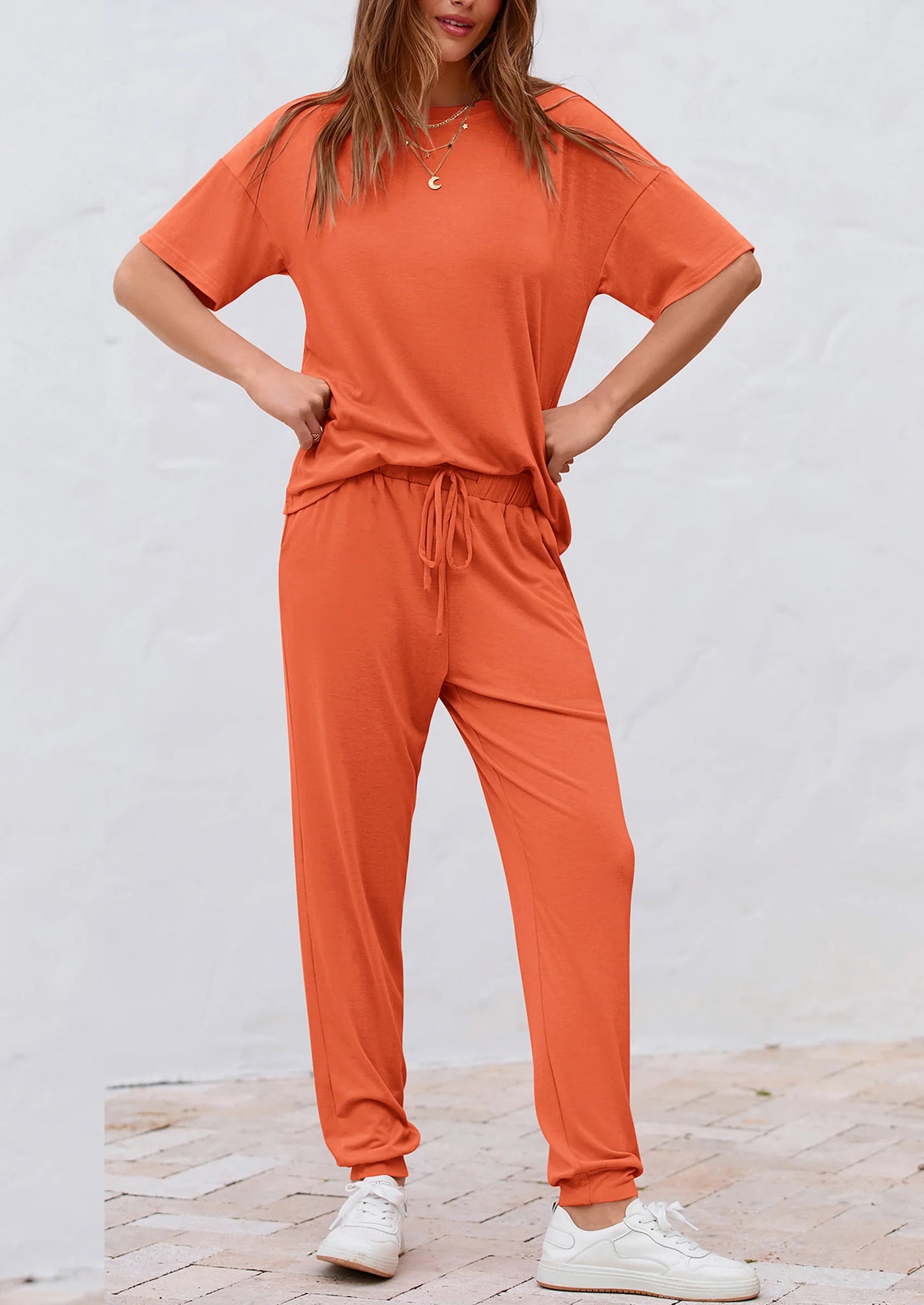 Women's Two Piece Lounge Sets Spring Summer Jogger Pants Vacation Outfits Travel Airplane Matching Clothes