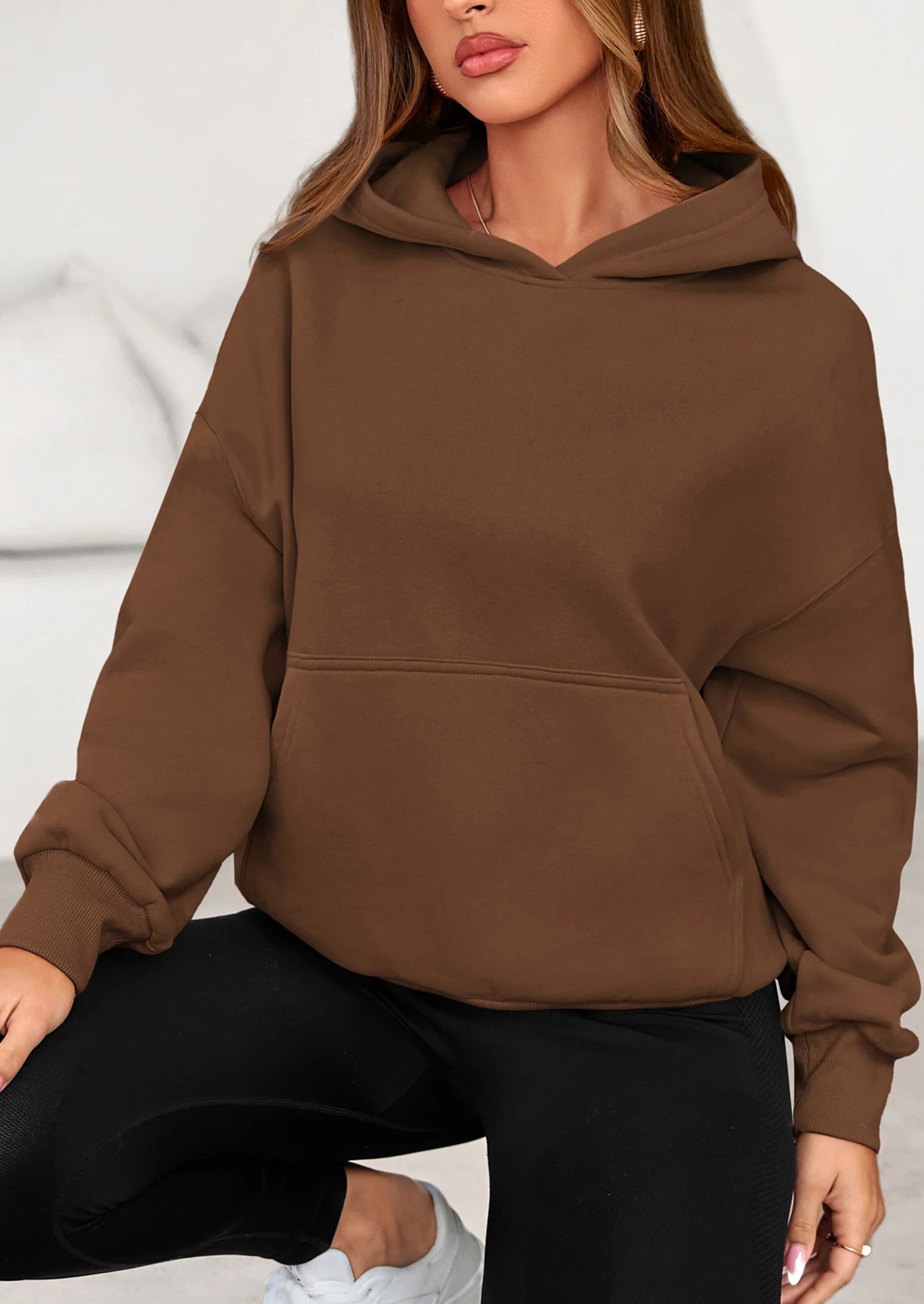 Women's Fall Hooded Sweatshirts Long Sleeve Half Zip Cropped Hoodies Pullover Winter Fashion Clothes