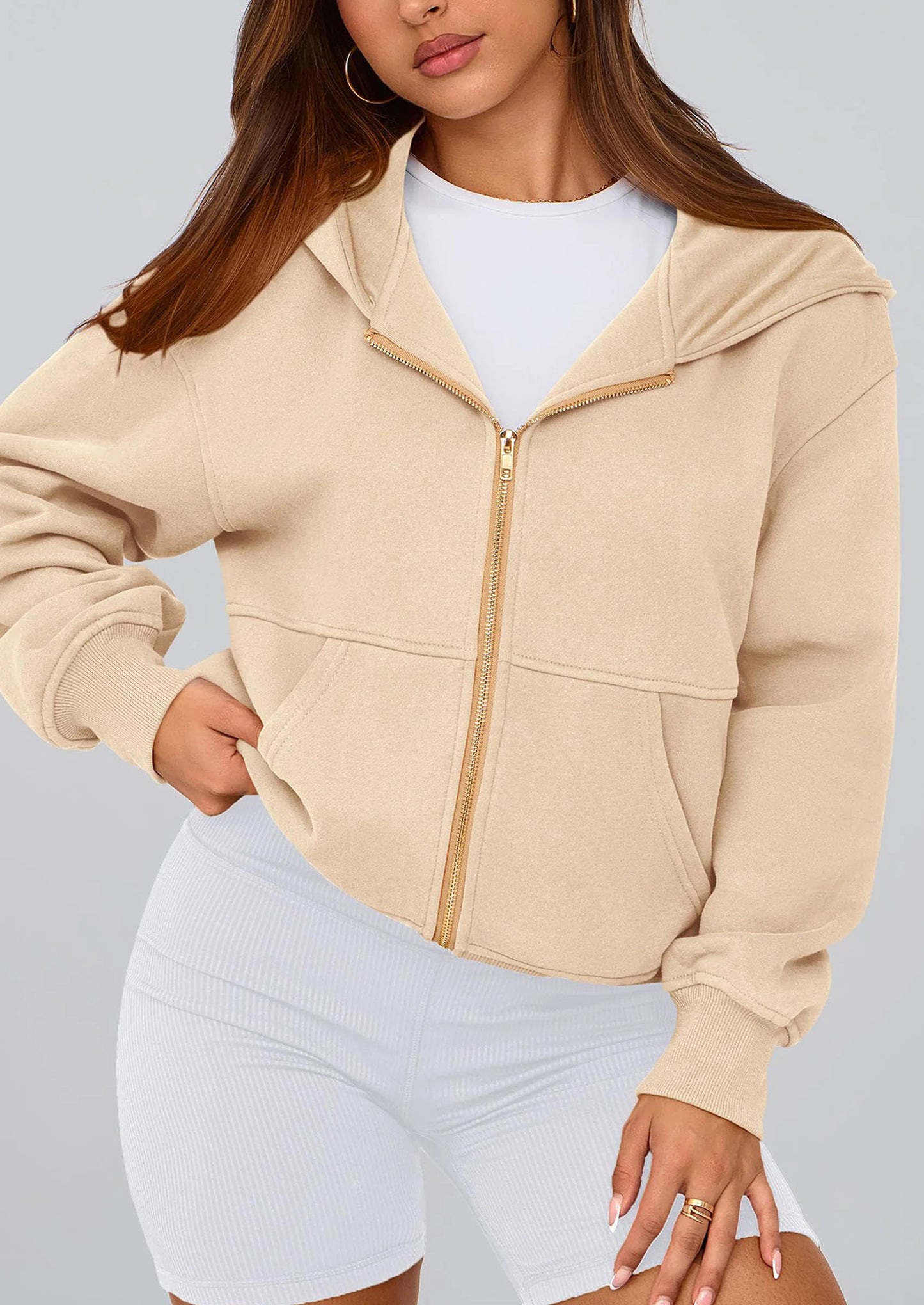 Hoodies For Women Sweatshirt Zip Up Hoodie Fall Fashion Trendy Long Sleeve Jackets Winter Clothing Outfits