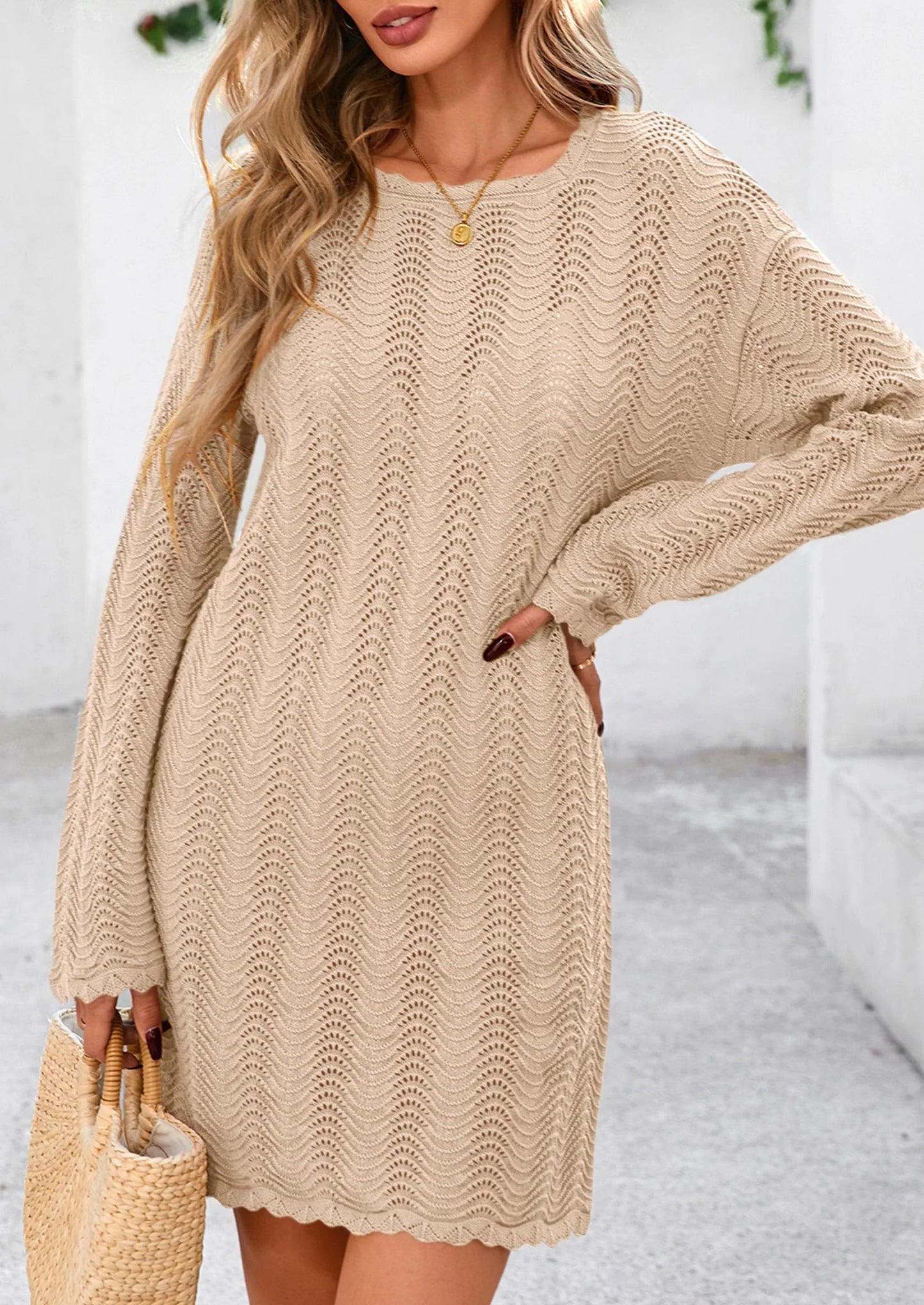 Women's Swimsuit Cover Up Summer Bathing Suit Swimwear Crochet Knit Dress Fashion Beach Vacation Clothes