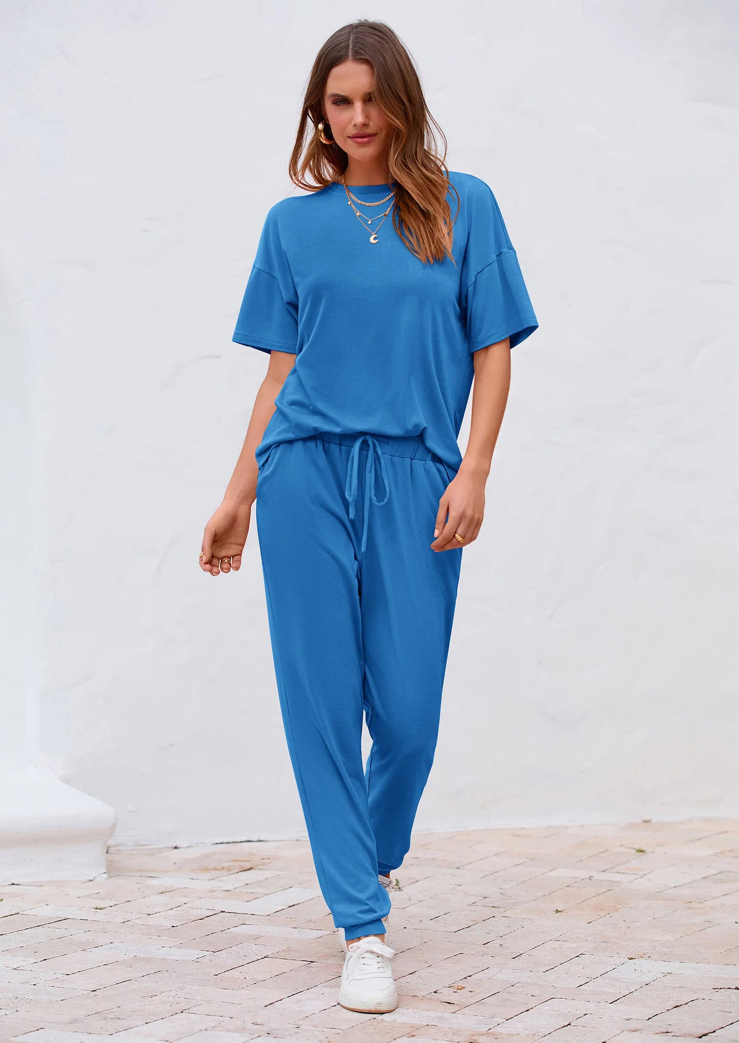 Women's Two Piece Lounge Sets Spring Summer Jogger Pants Vacation Outfits Travel Airplane Matching Clothes