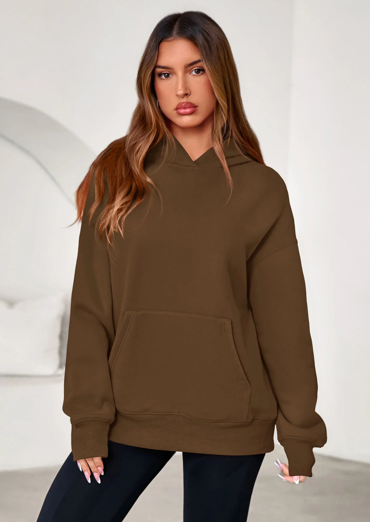 Womens Oversized Hoodies Fleece Hooded Sweatshirts Long Sleeve Pullover Tops Fall Outfits Winter Clothes