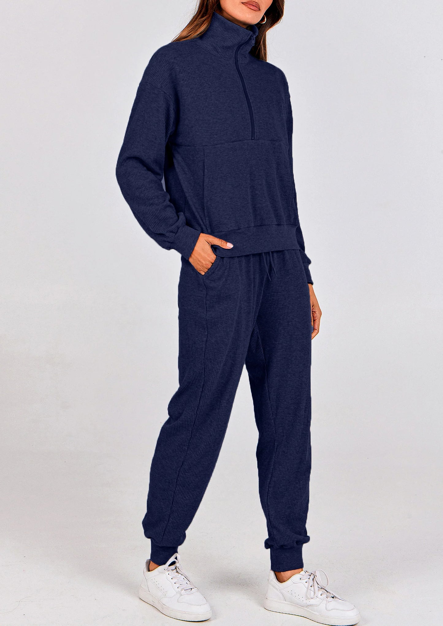 Women's Fall 2 Piece Lounge Sets Zip Up Sweatshirt Jogger Pants Sweat Track Suits Travel Outfit Winter Clothing
