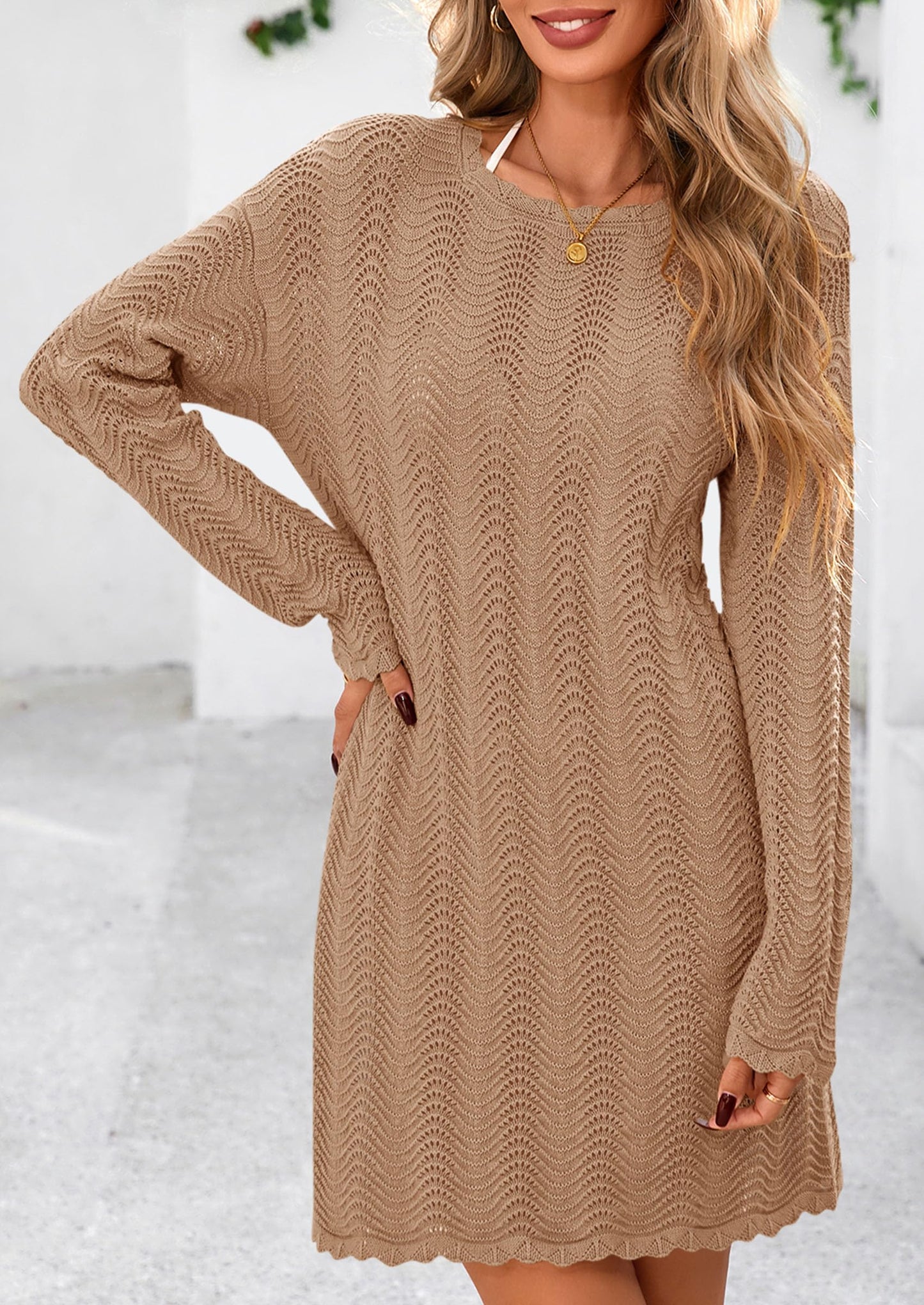 Women's Swimsuit Cover Up Summer Bathing Suit Swimwear Crochet Knit Dress Fashion Beach Vacation Clothes