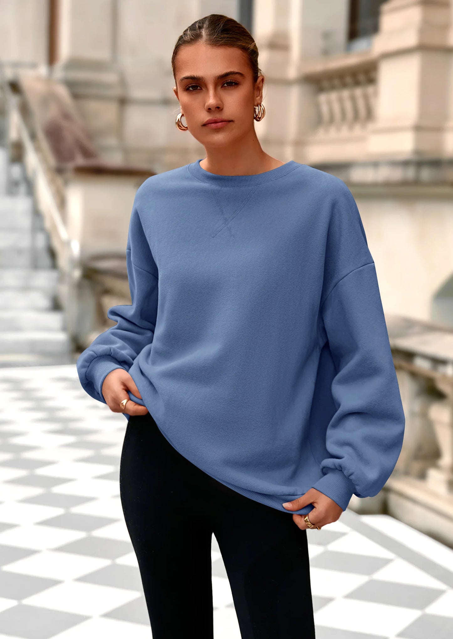 Oversized Sweatshirt for Women Fall Outfits Crewneck Long Sleeve Tops Fleece Pullover Winter Clothing