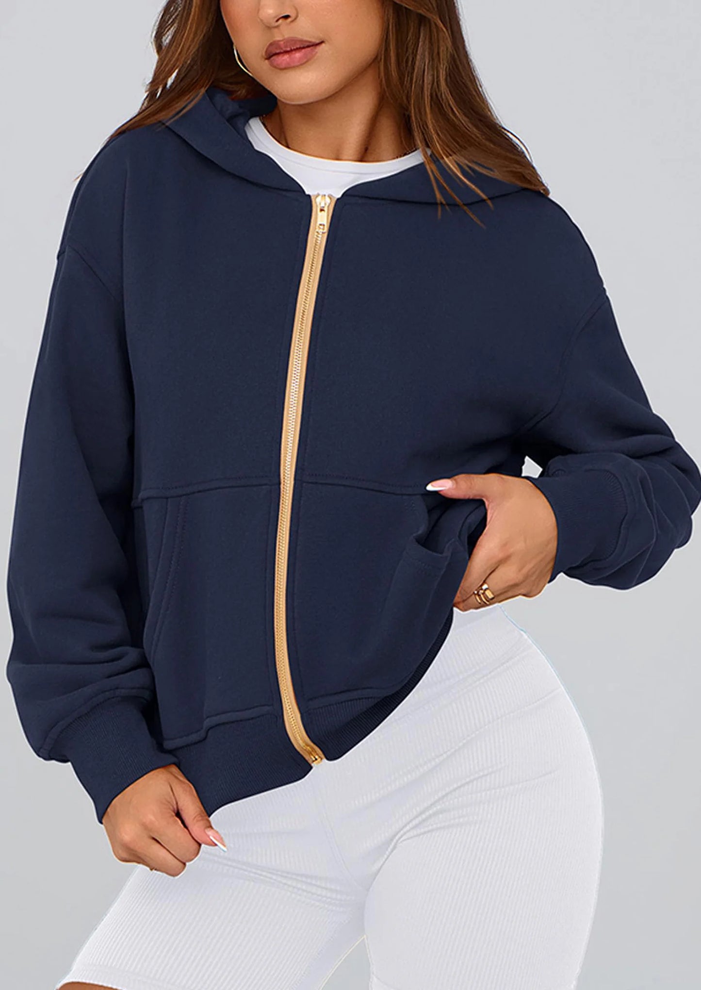 Hoodies For Women Sweatshirt Zip Up Hoodie Fall Fashion Trendy Long Sleeve Jackets Winter Clothing Outfits
