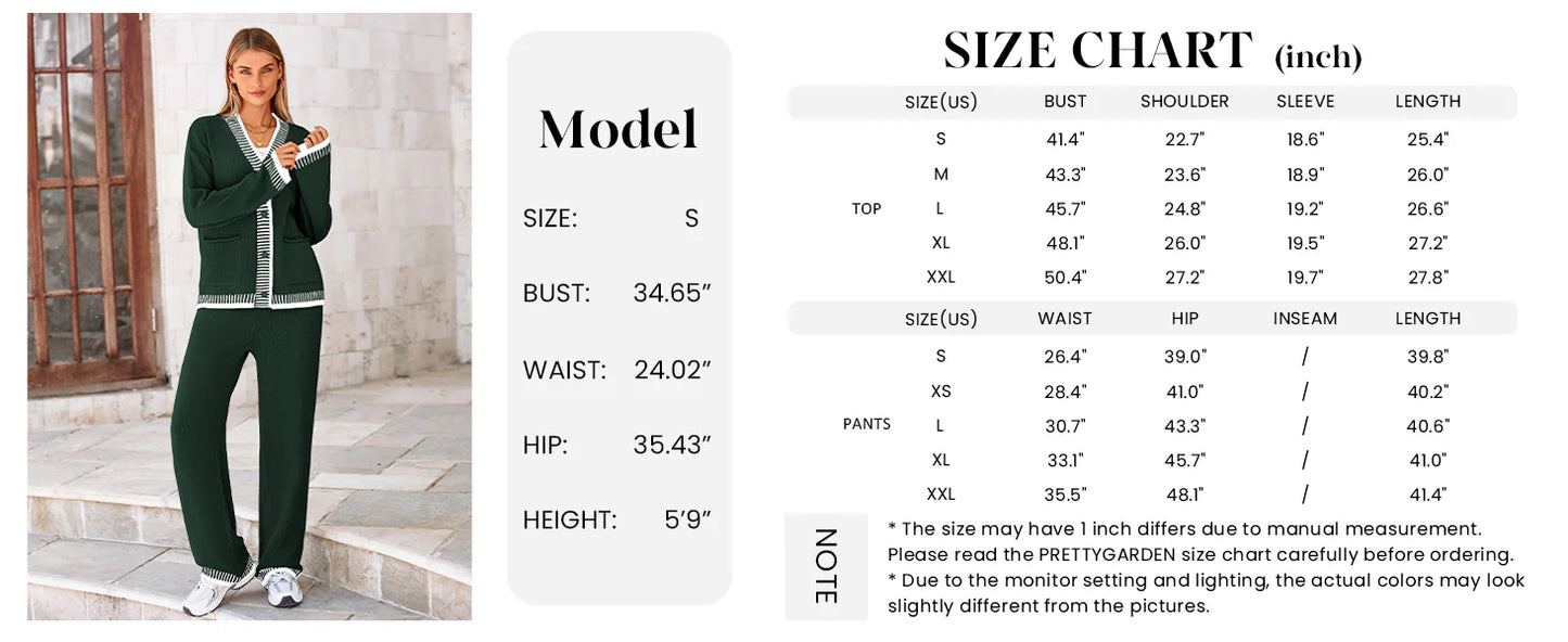 Lounge Sets for Women Fall Loungewear 2 Piece Outfits Cardigan Sweaters Track Suit Matching Winter Clothing