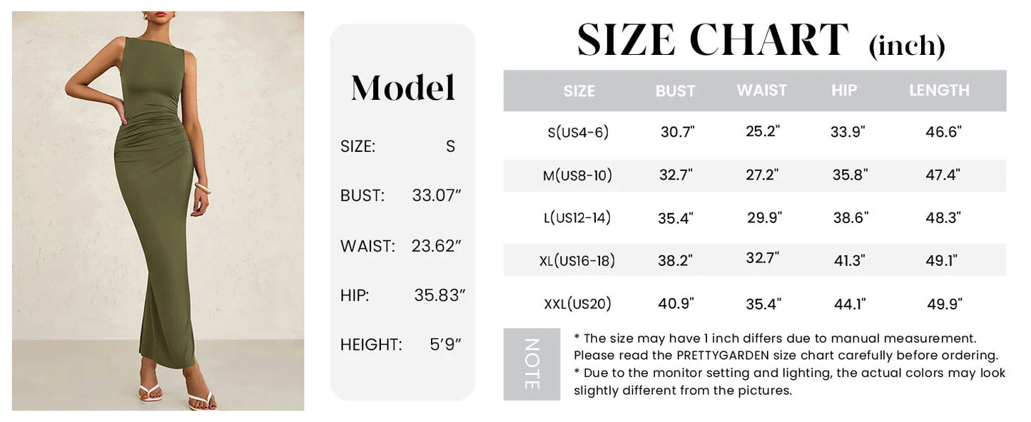 Women's Semi Formal Midi Dresses Sleeveless Ruched Bodycon Long Elegant Cocktail Wedding Guest Dress