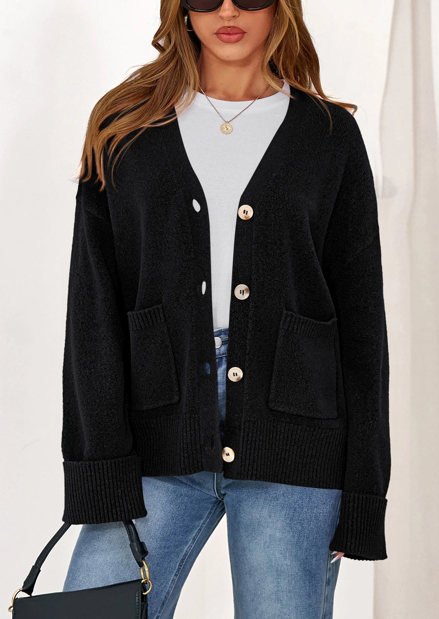 Women's Oversized Cardigan Sweaters Trendy Chunky Knit Long Sleeve V Neck Button Down Fall Winter Outfits