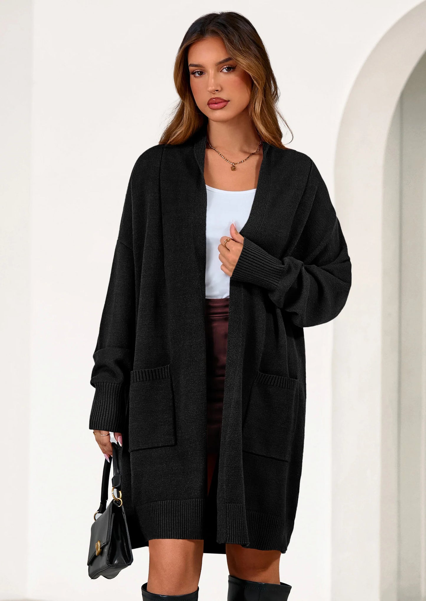 Women's Open Front Cardigan Long Sleeve Cozy Knit Sweaters Winter Fall Clothes Outerwear Coats