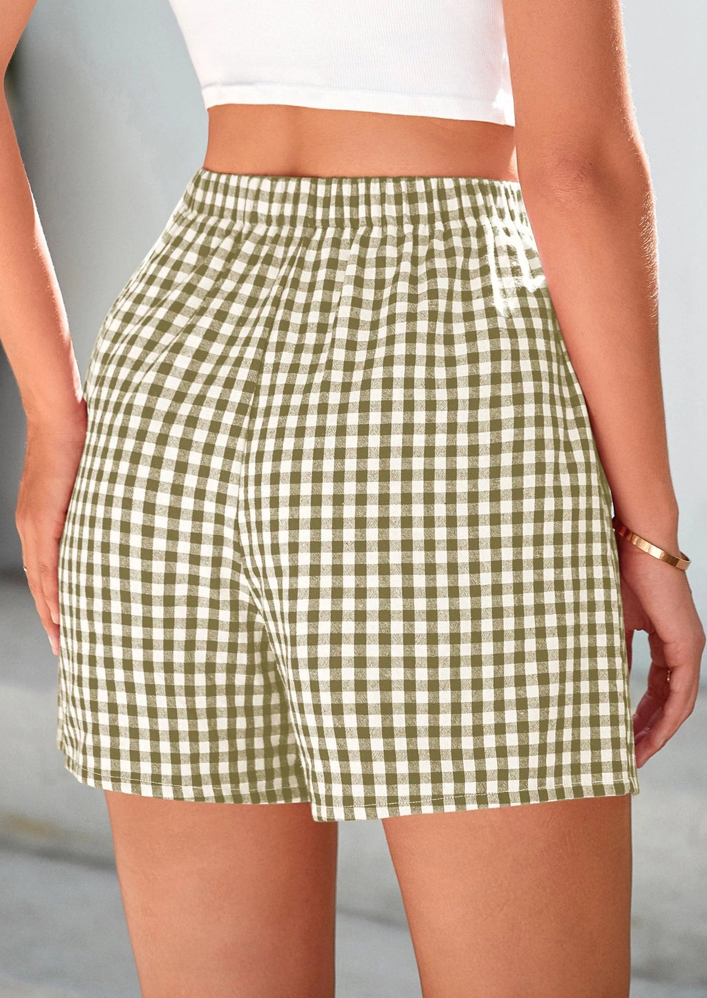 Womens Shorts Boxers Summer Gingham Pajama Lounge Sleep Y2K Plaid Pj Shorts Beach Bottoms