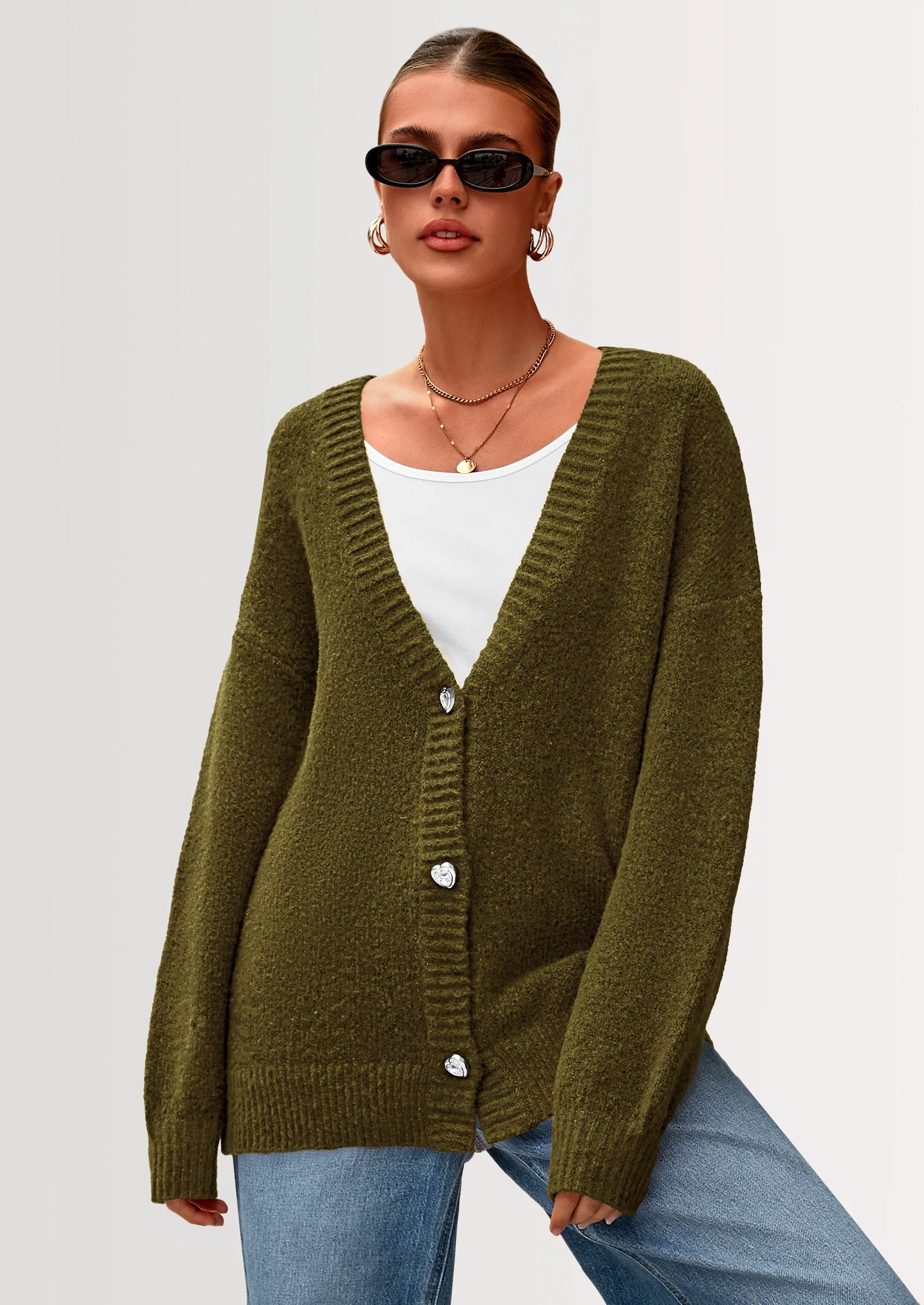 Cardigan Sweaters for Women Trendy Fall Long Sleeve Button Down Oversized Chunky Knit Sweater Outerwear