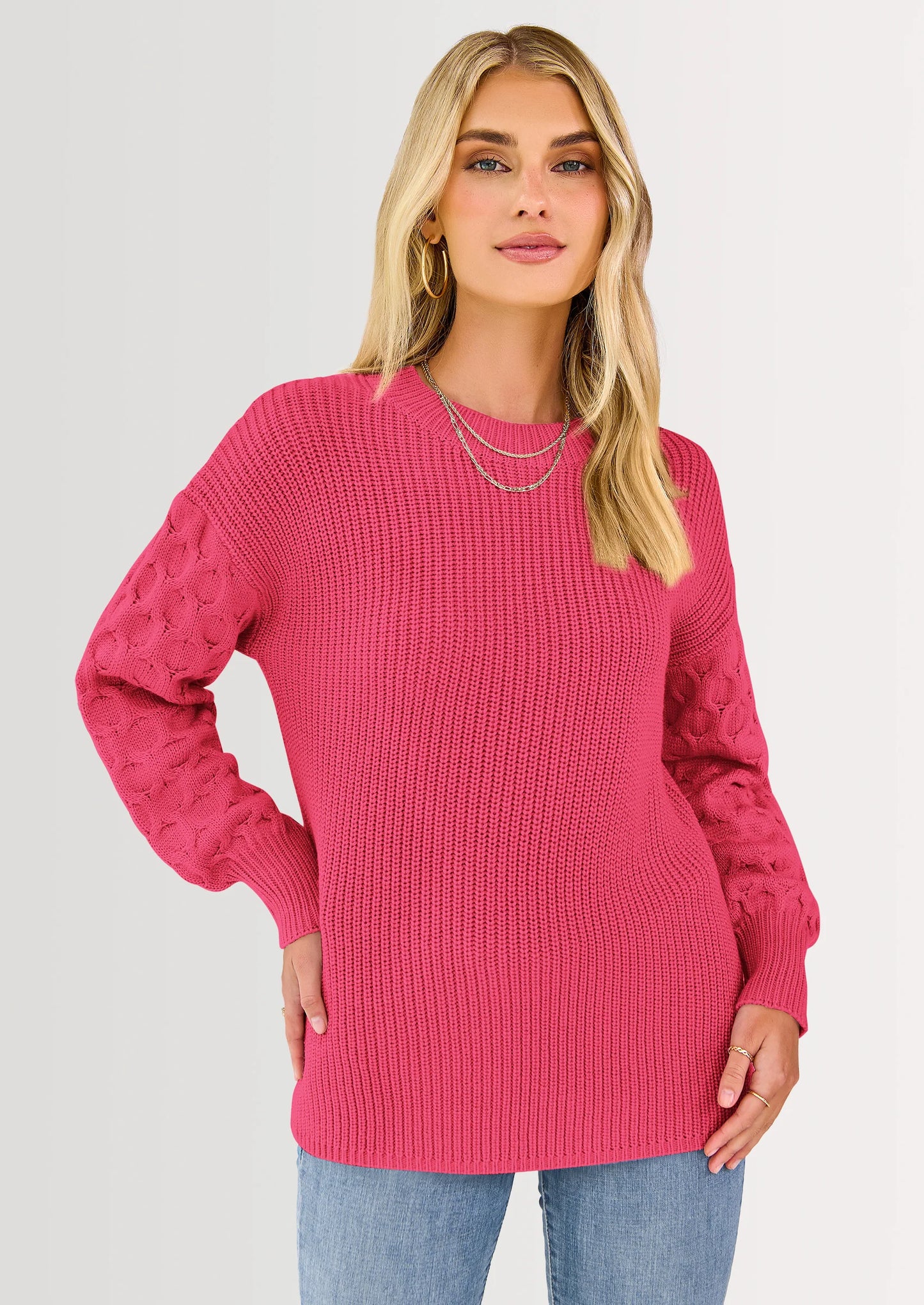 Women's Fall Pullover Sweater Casual Long Sleeve Loose Chunky Knit Tops Blouse Winter Fashion Clothing