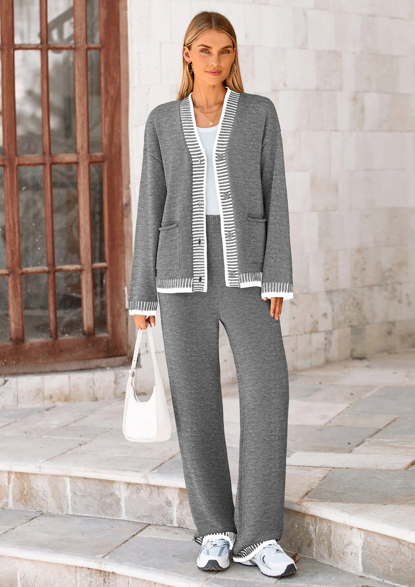 Lounge Sets for Women Fall Loungewear 2 Piece Outfits Cardigan Sweaters Track Suit Matching Winter Clothing