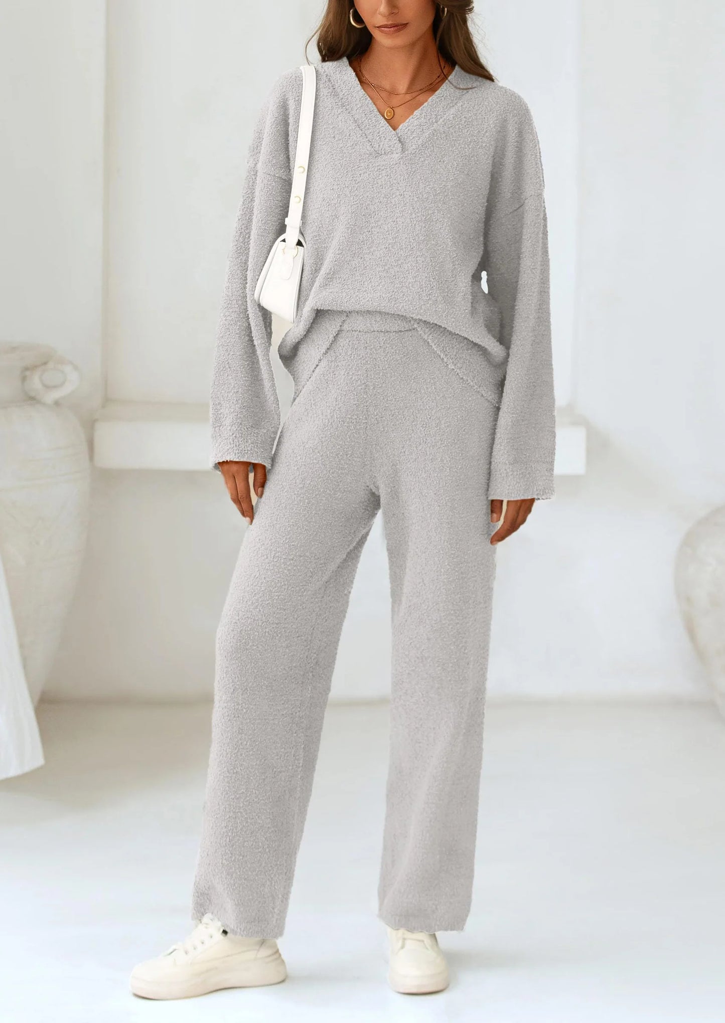 Lounge Sets for Women Two Piece Sweaters Pajama Set Fall Fashion Loungewear Outfits Matching Winter Clothes