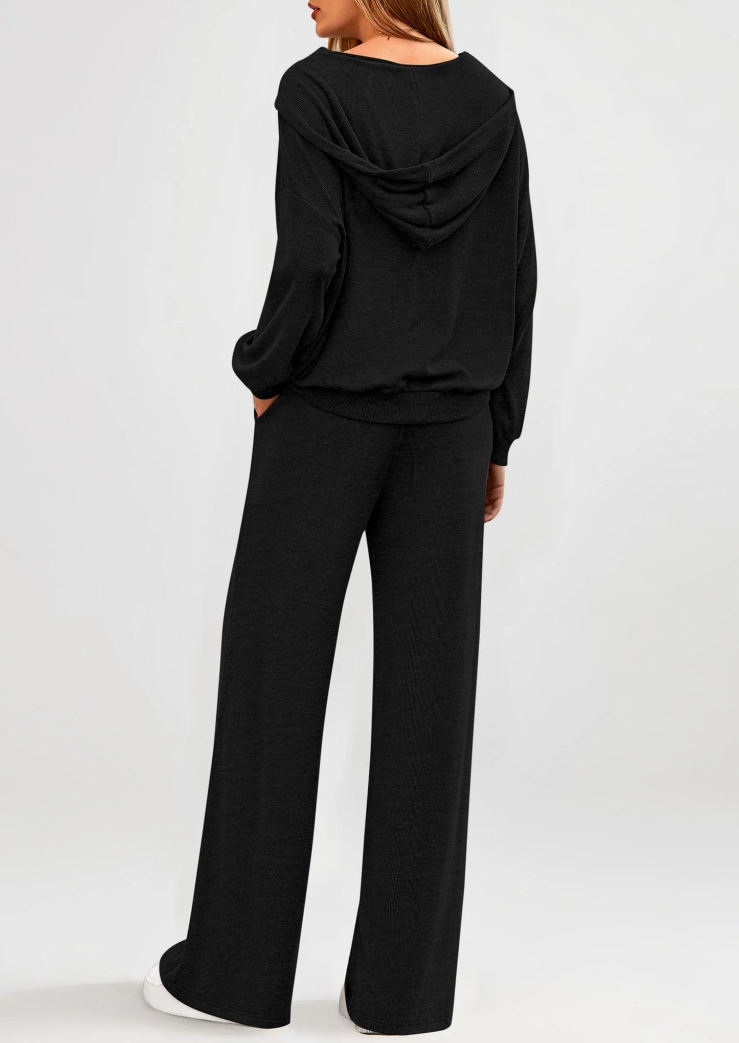 Women's 2 Piece Fall Lounge Sets Zip Up Hoodie Wide Leg Pants Tracksuit Matching Travel Outfits Clothes