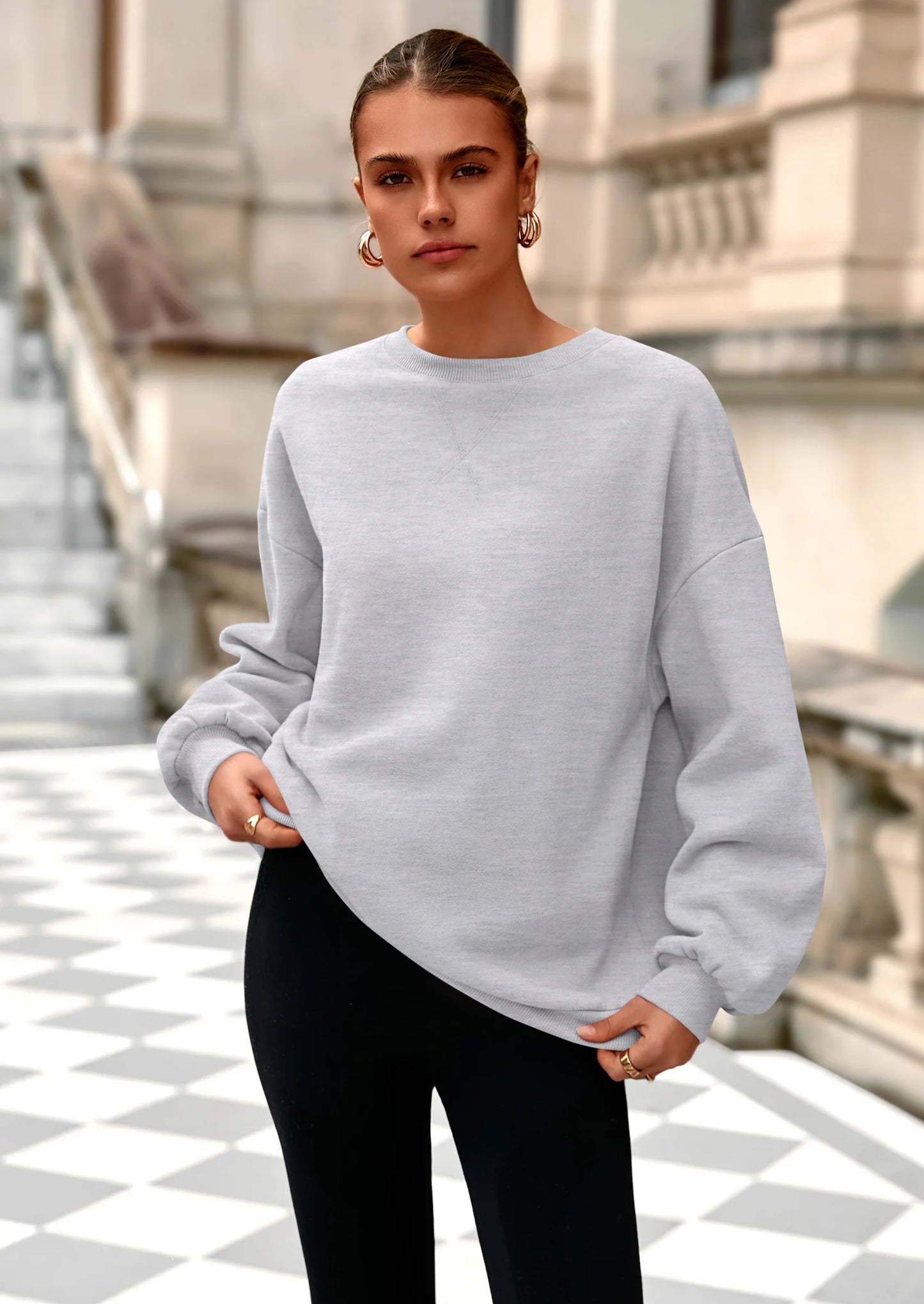 Oversized Sweatshirt for Women Fall Outfits Crewneck Long Sleeve Tops Fleece Pullover Winter Clothing