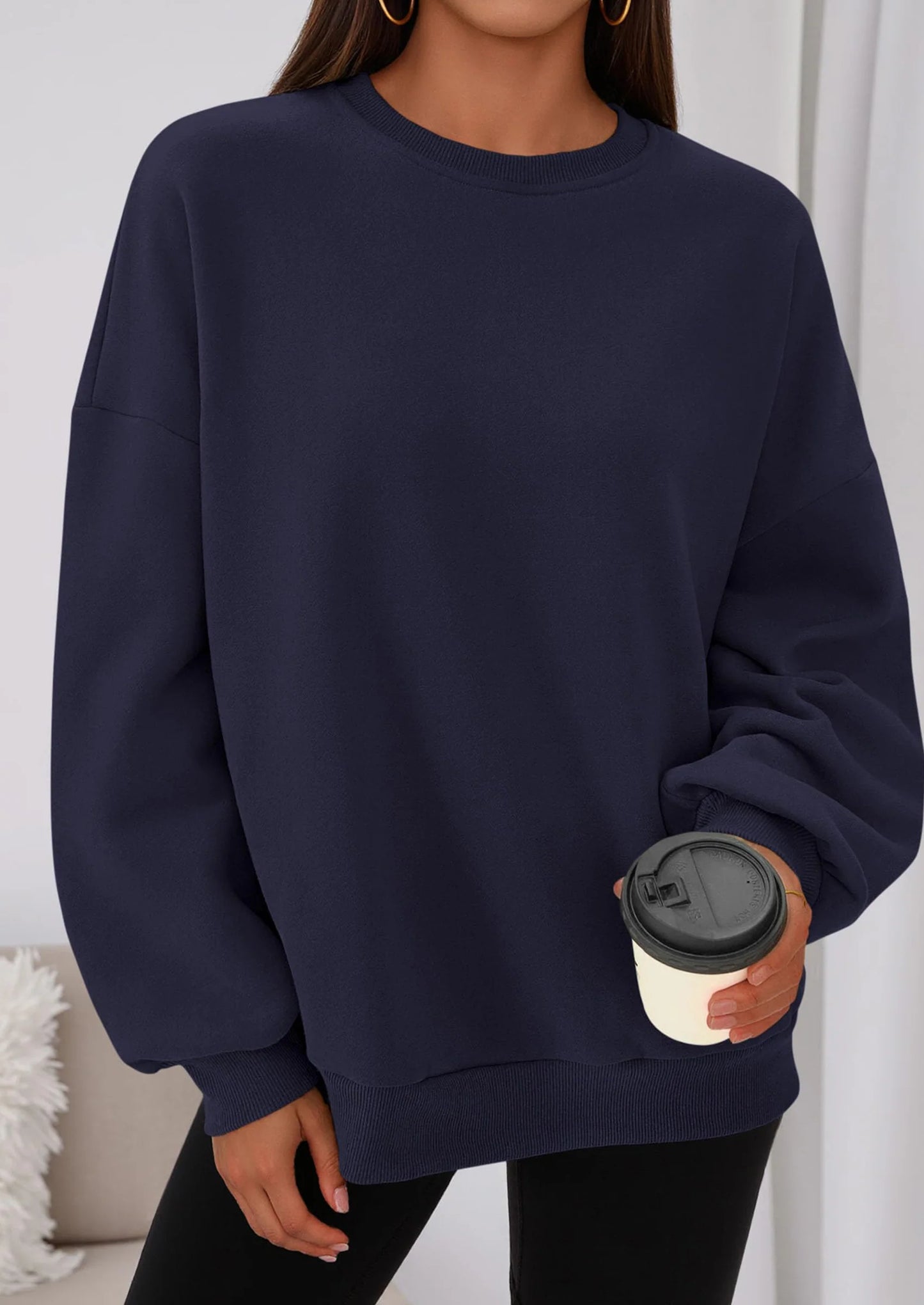 Sweatshirts for Women Oversized Crewneck Fleece Pullover Long Sleeve Tops Comfy Fall Winter Fashion Outfits