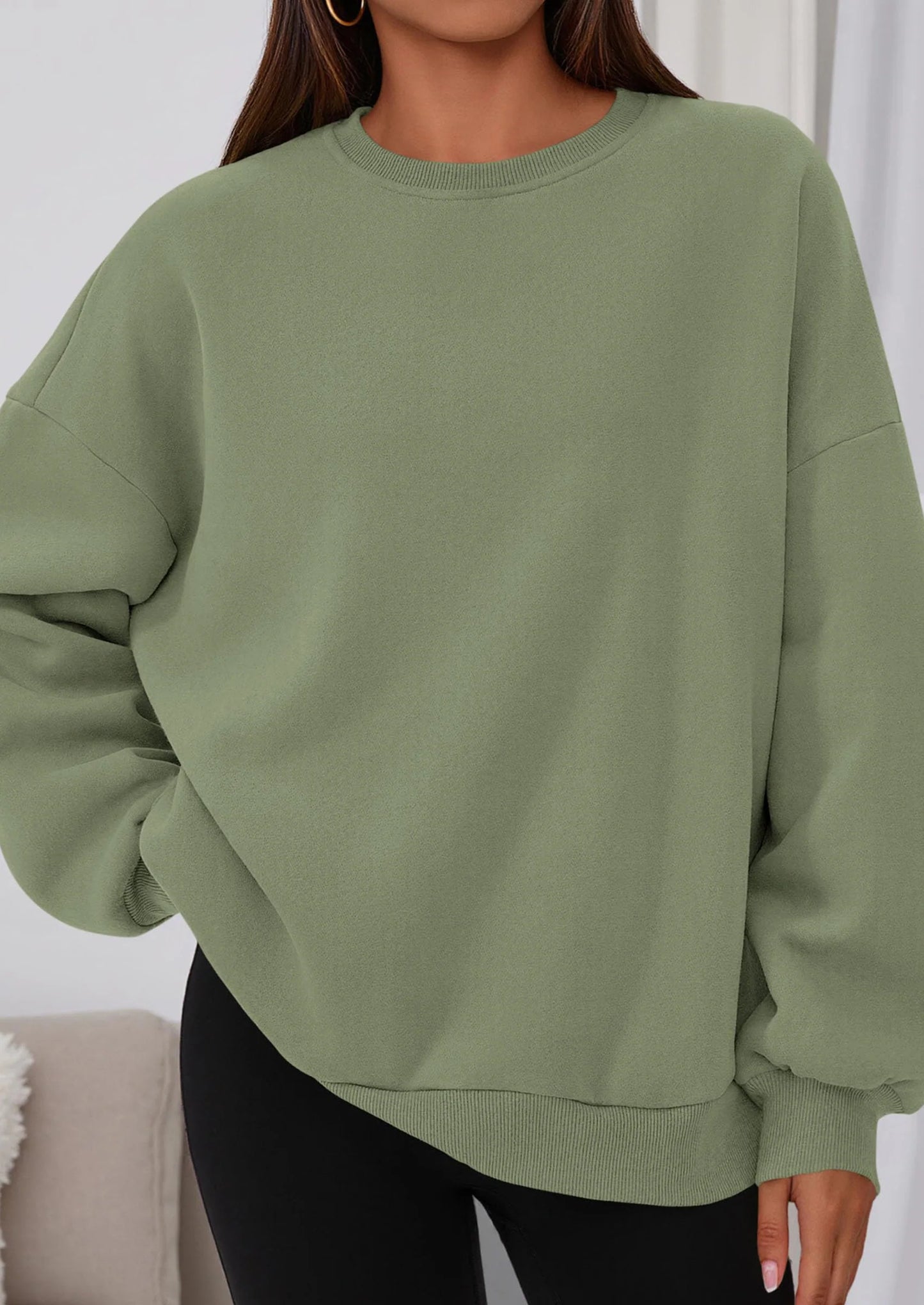 Sweatshirts for Women Oversized Crewneck Fleece Pullover Long Sleeve Tops Comfy Fall Winter Fashion Outfits