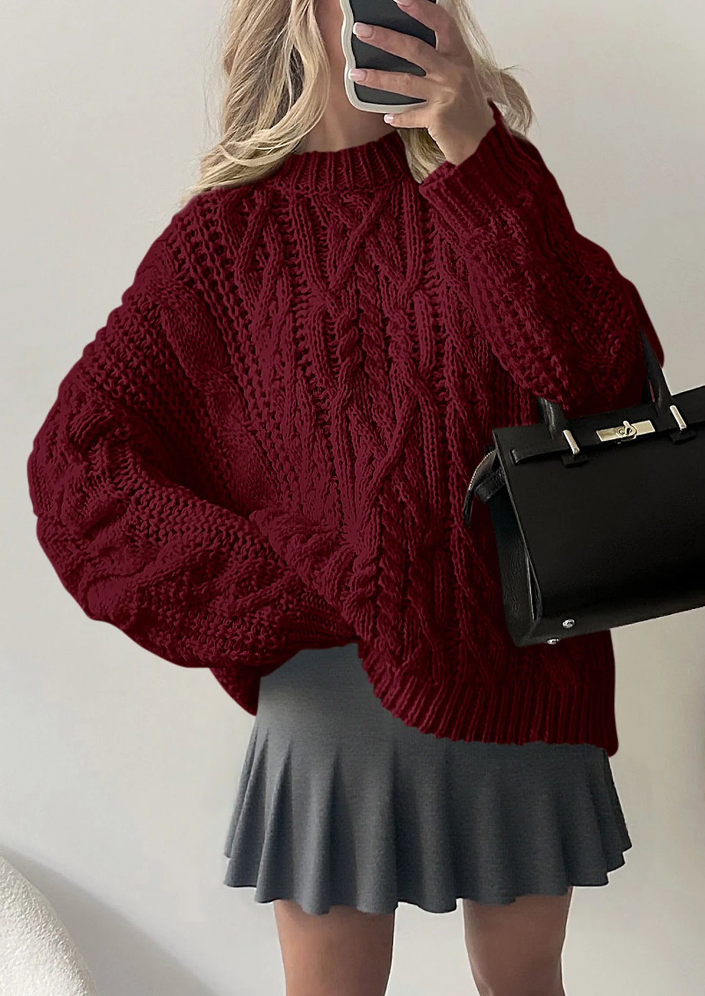 Women's Oversized Fall Sweaters Casual Long Sleeve Crewneck Chunky Cable Knit Pullover Tops Winter Clothes