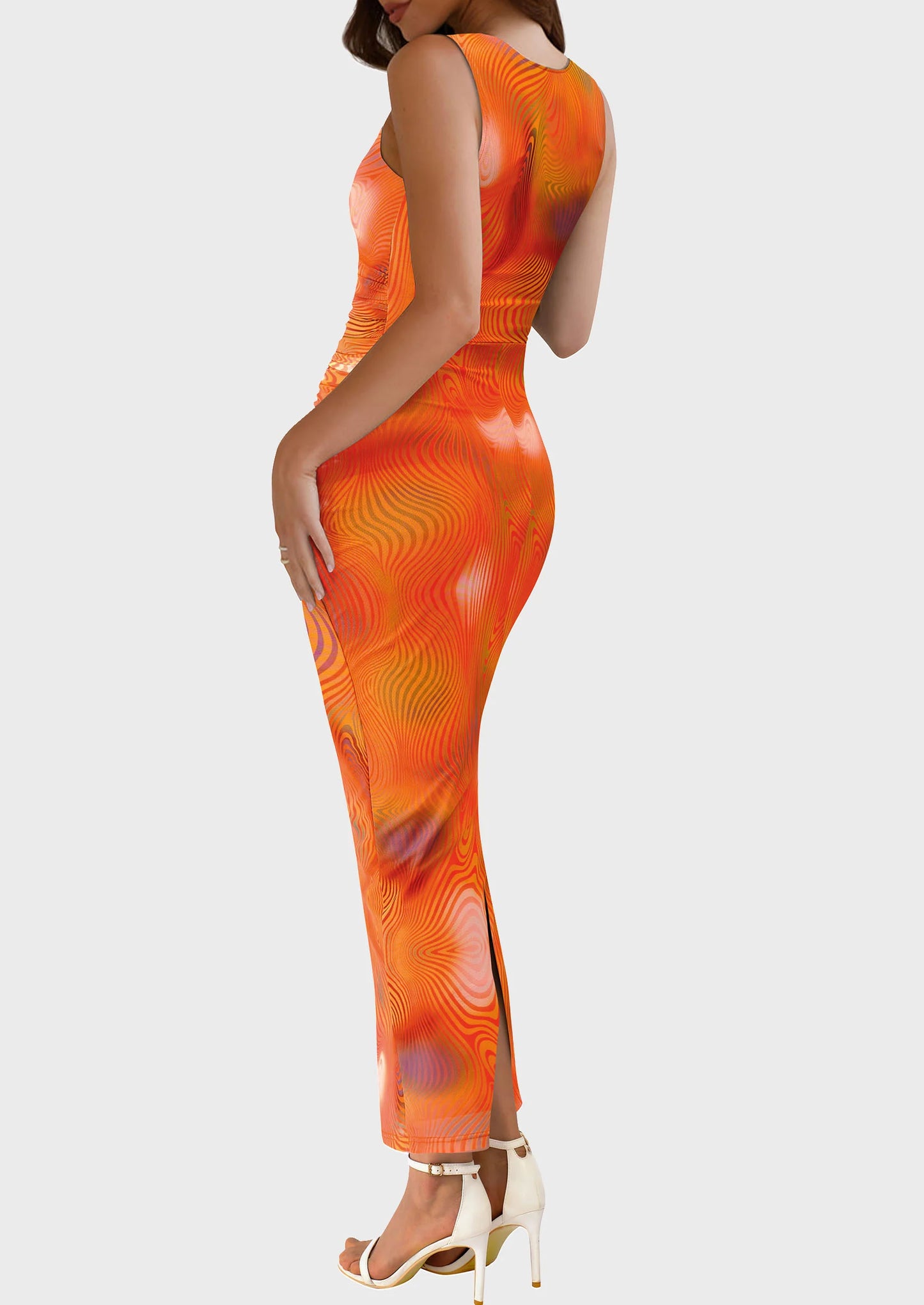 Wedding Guest Dresses for Women Spring Floral Bodycon Sleeveless Mesh Maxi Long Dress