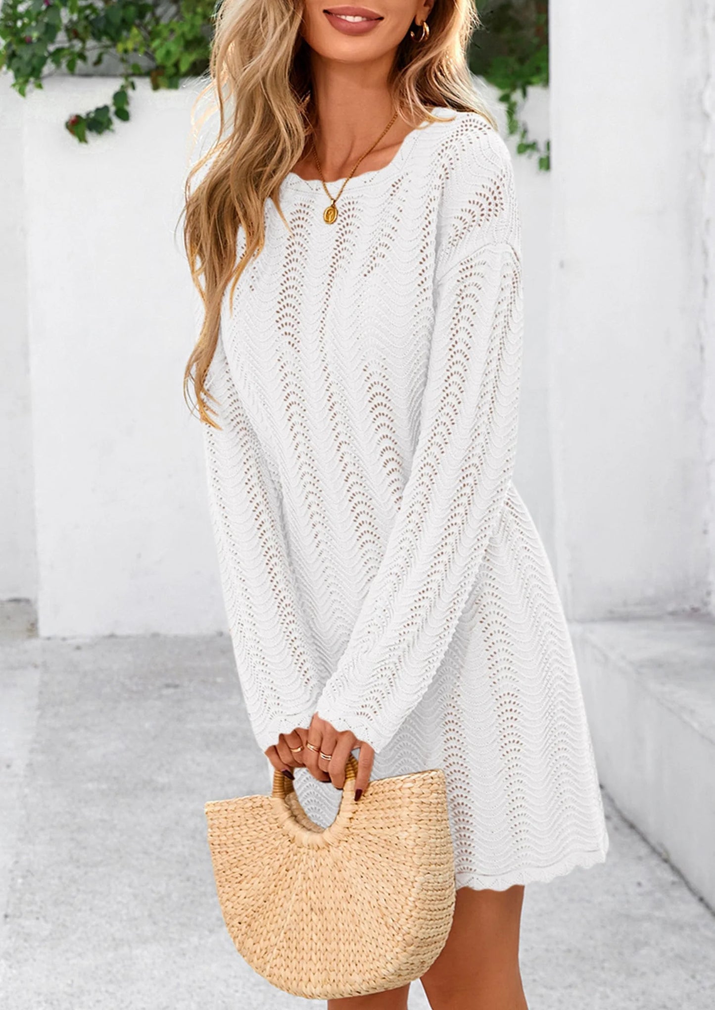 Women's Swimsuit Cover Up Summer Bathing Suit Swimwear Crochet Knit Dress Fashion Beach Vacation Clothes