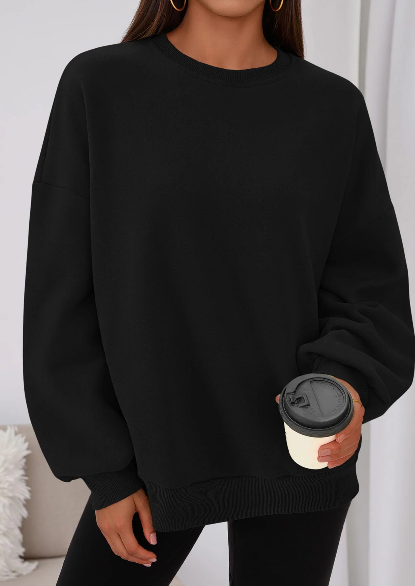 Sweatshirts for Women Oversized Crewneck Fleece Pullover Long Sleeve Tops Comfy Fall Winter Fashion Outfits