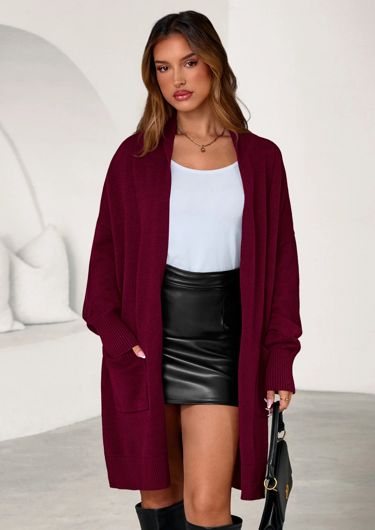 Women's Open Front Cardigan Long Sleeve Cozy Knit Sweaters Winter Fall Clothes Outerwear Coats
