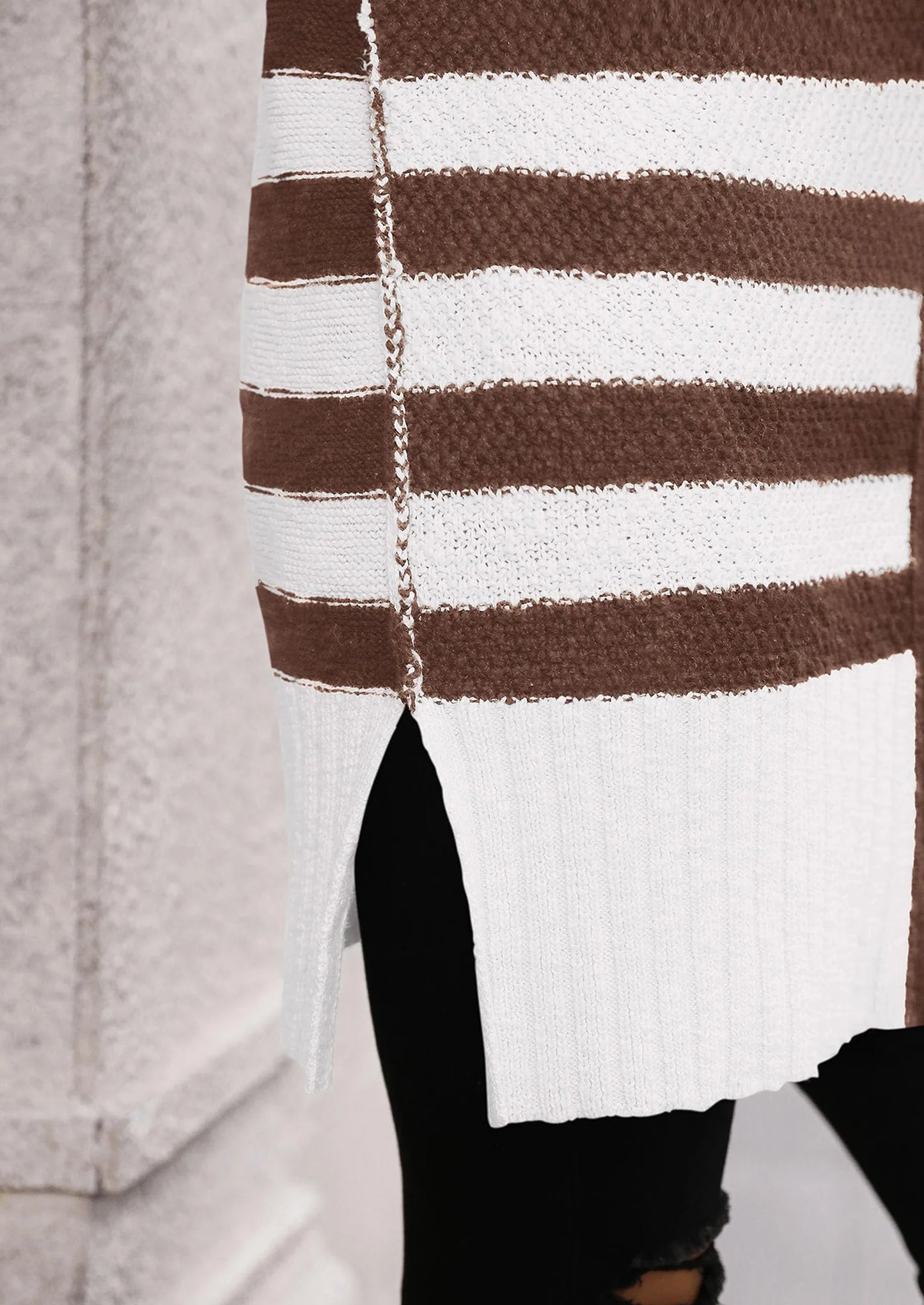 Women's Winter Striped Cardigan Sweaters Long Sleeve Button Down Open Front Chunky Knit Oversized Sweater Coat