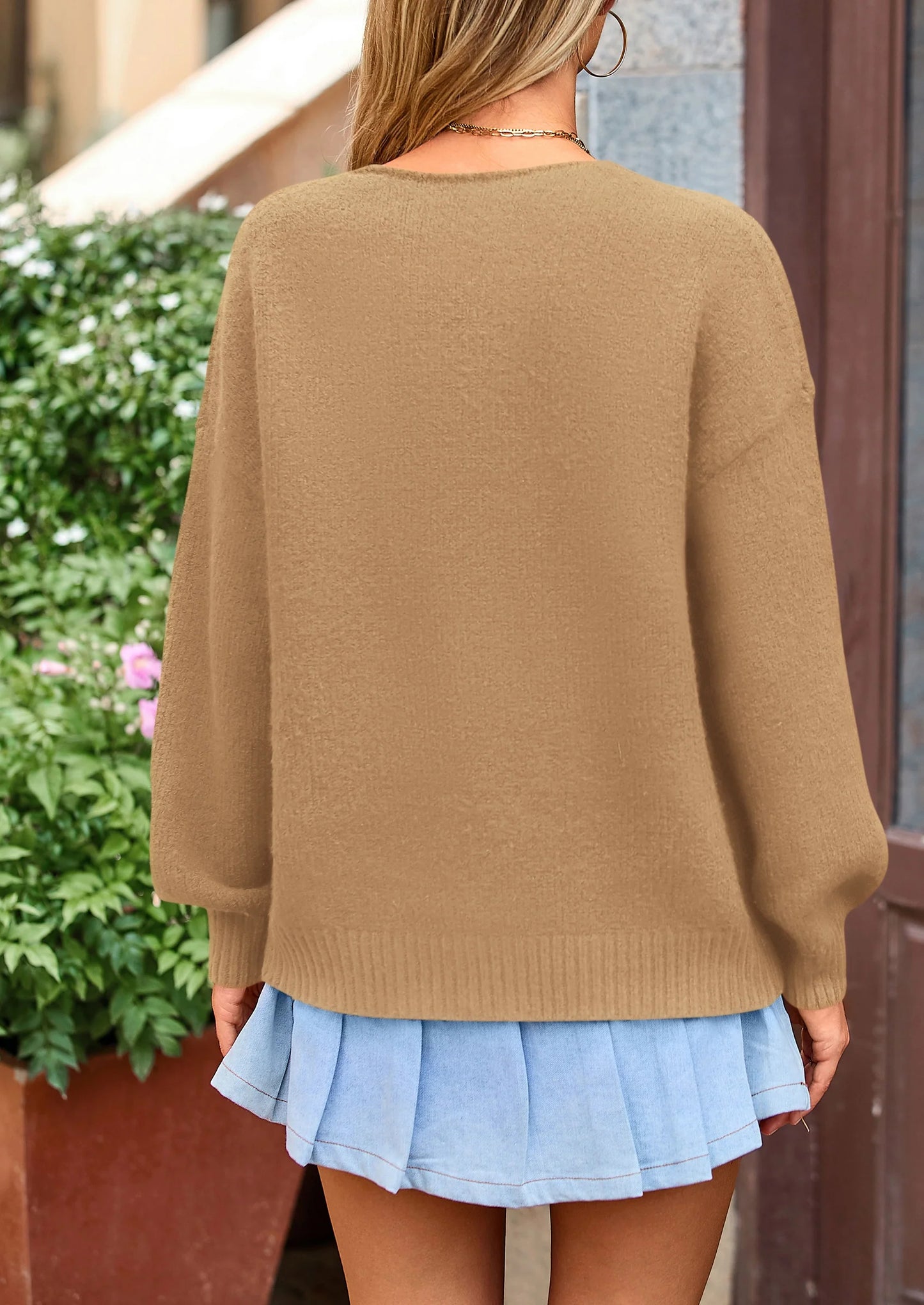 Women's Tie Front Bow Cardigan Sweaters Chunky Knit Long Puff Sleeve Trendy Fall Winter Jacket Coats