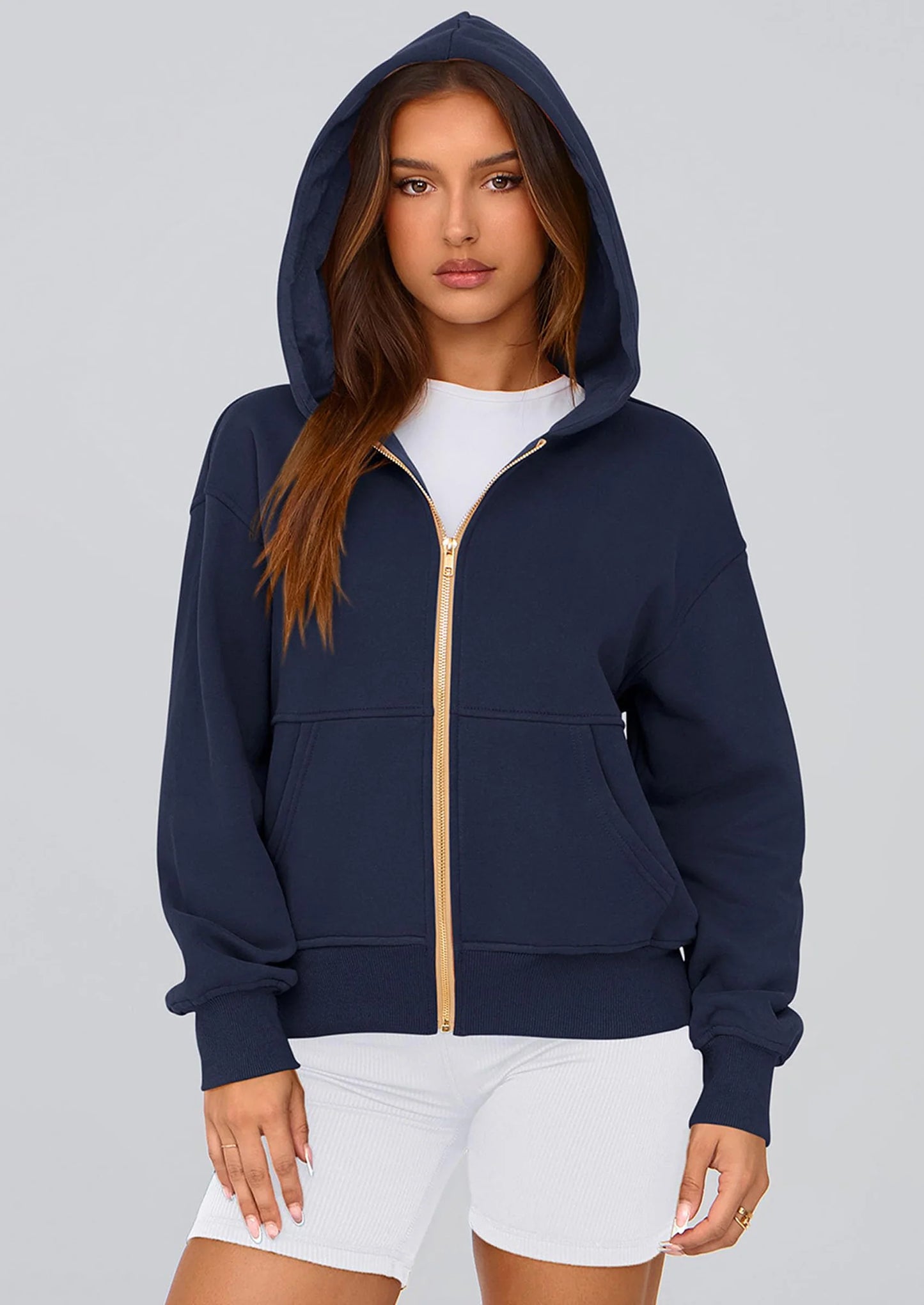 Hoodies For Women Sweatshirt Zip Up Hoodie Fall Fashion Trendy Long Sleeve Jackets Winter Clothing Outfits