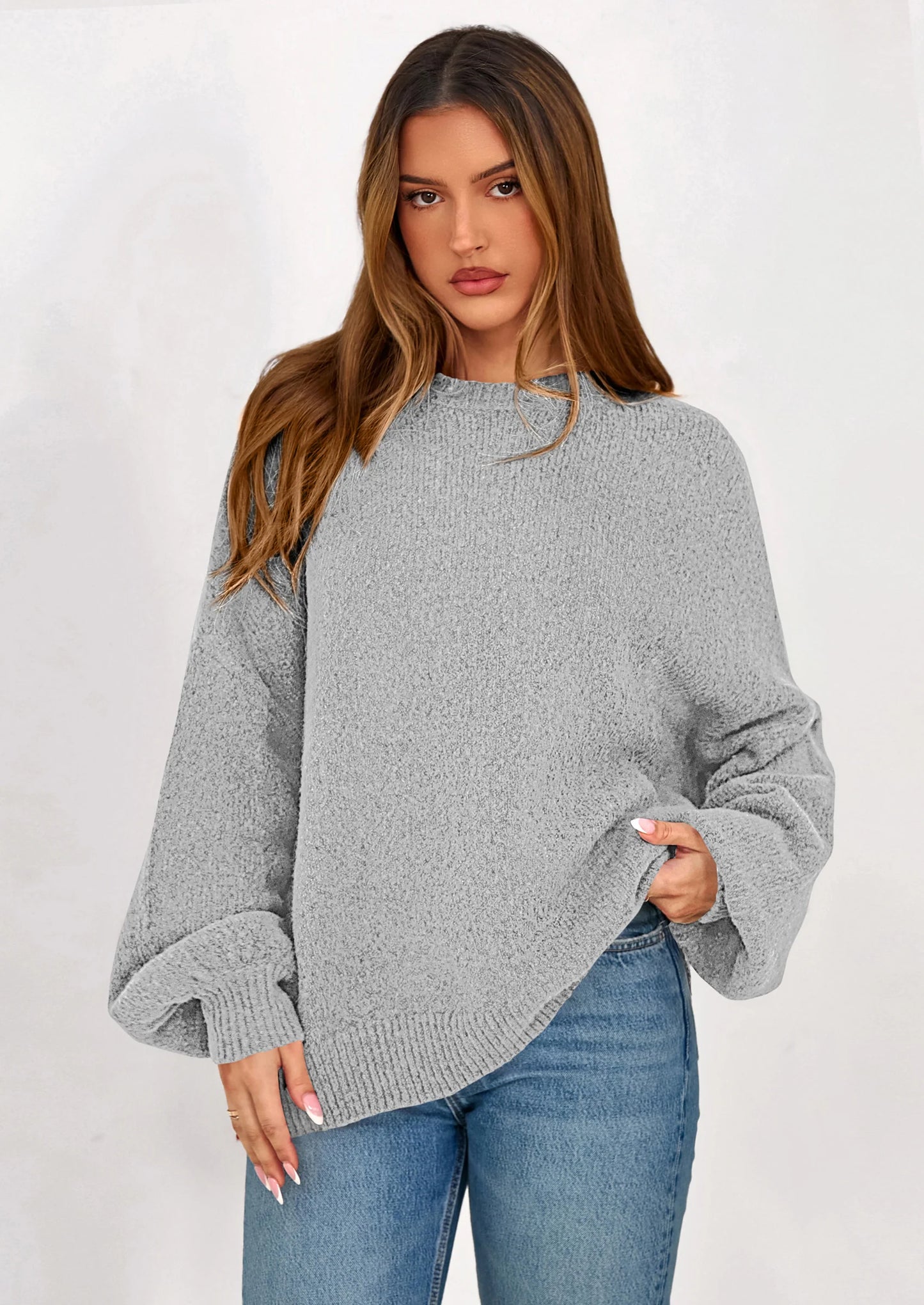 Sweaters for Women Fall Chunky Knit Long Sleeve Crew Neck Oversized Pullover Tops Winter Fashion Clothing