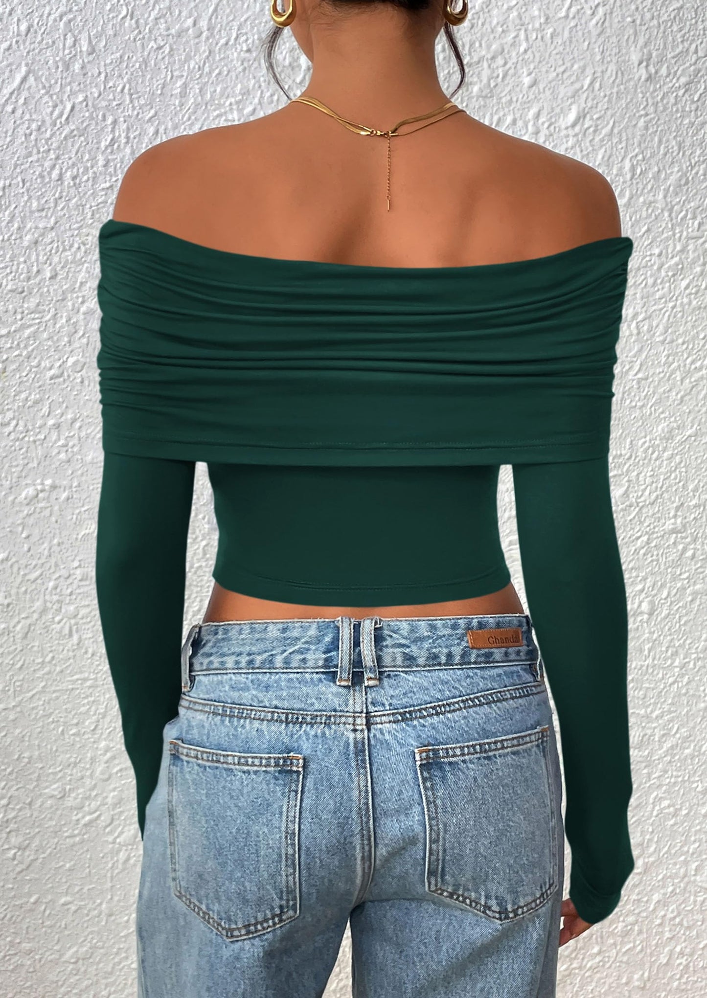 Women's Long Sleeve Shirts Off Shoulder Tops Going Out Slim Fitted Y2K Blouses Fall Fashion Clothes