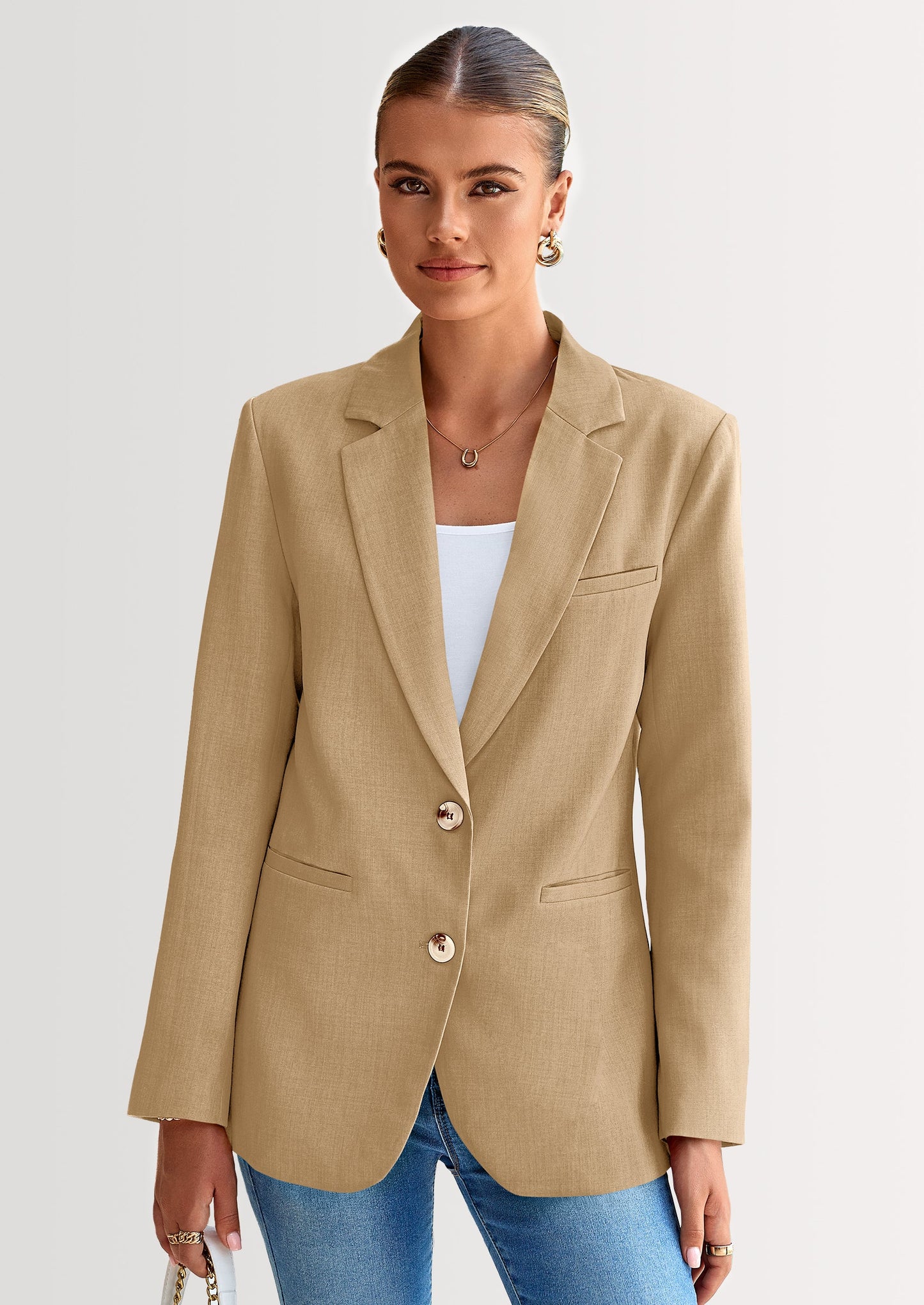 Blazers for Women Business Casual Long Sleeve Lapel Open Front Suit Jacket Work Blazer with Pockets