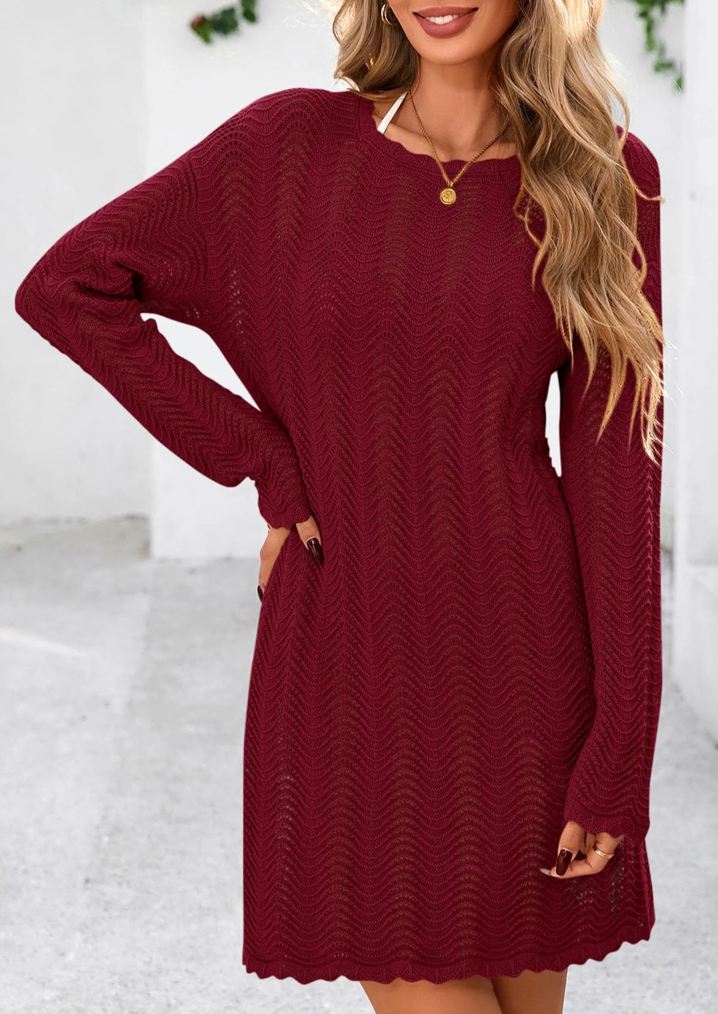 Women's Swimsuit Cover Up Summer Bathing Suit Swimwear Crochet Knit Dress Fashion Beach Vacation Clothes