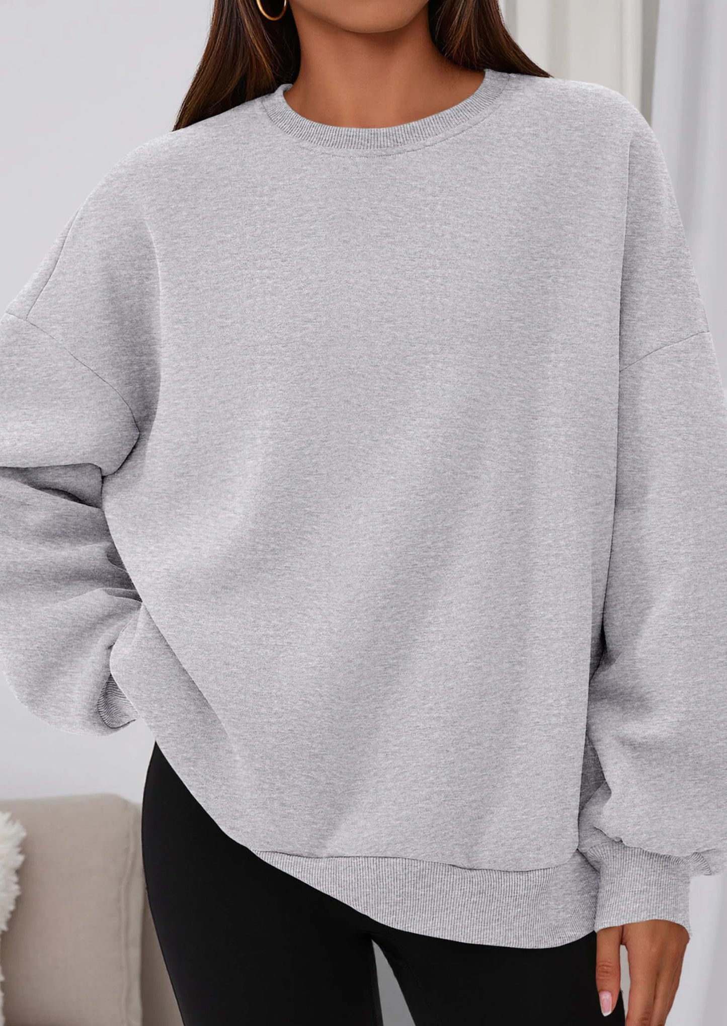 Sweatshirts for Women Oversized Crewneck Fleece Pullover Long Sleeve Tops Comfy Fall Winter Fashion Outfits