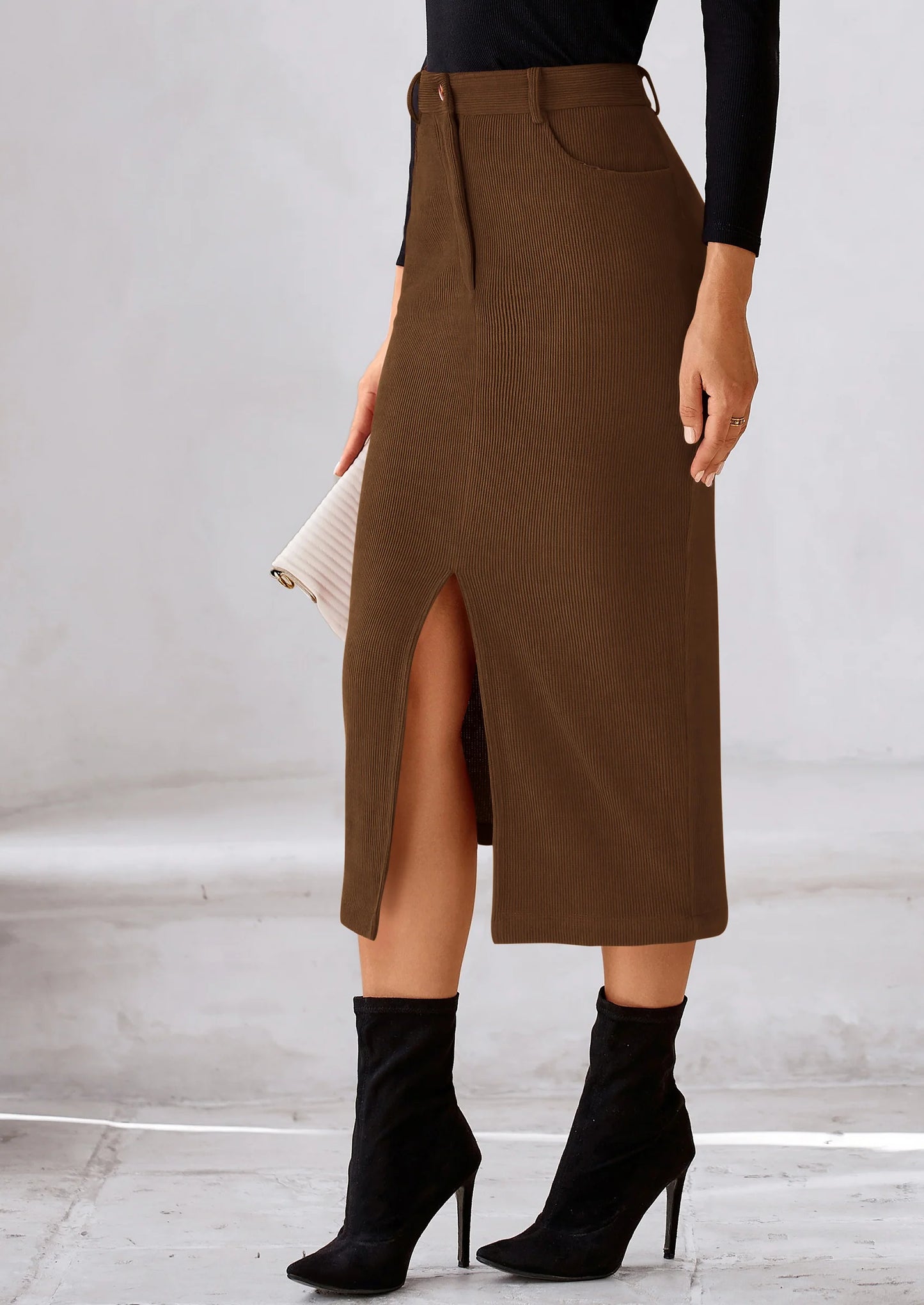 Corduroy Skirt Women Fall Fashion High Waisted Pencil Midi Skirts Business Casual Work Office Winter Outfit