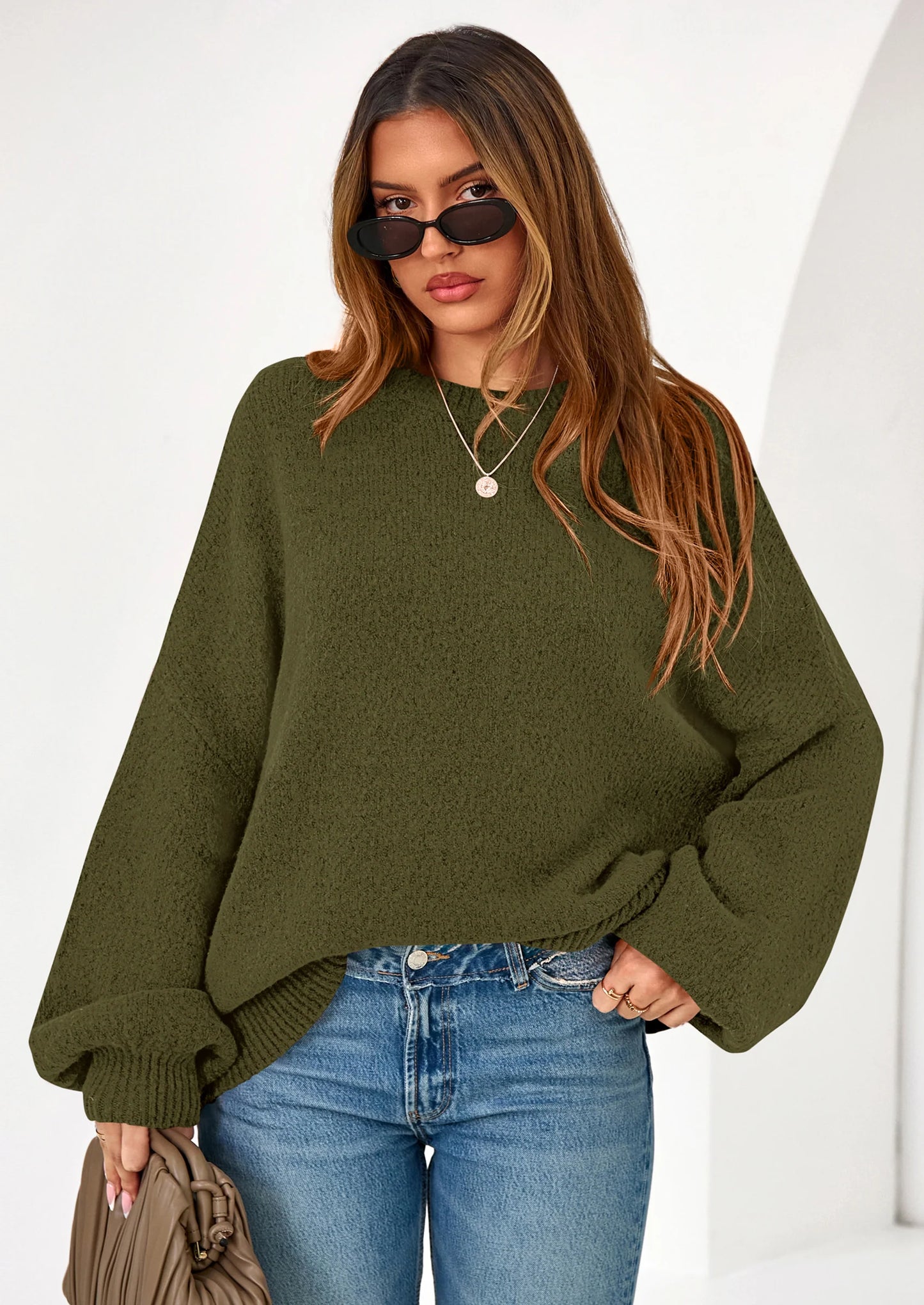Sweaters for Women Fall Chunky Knit Long Sleeve Crew Neck Oversized Pullover Tops Winter Fashion Clothing
