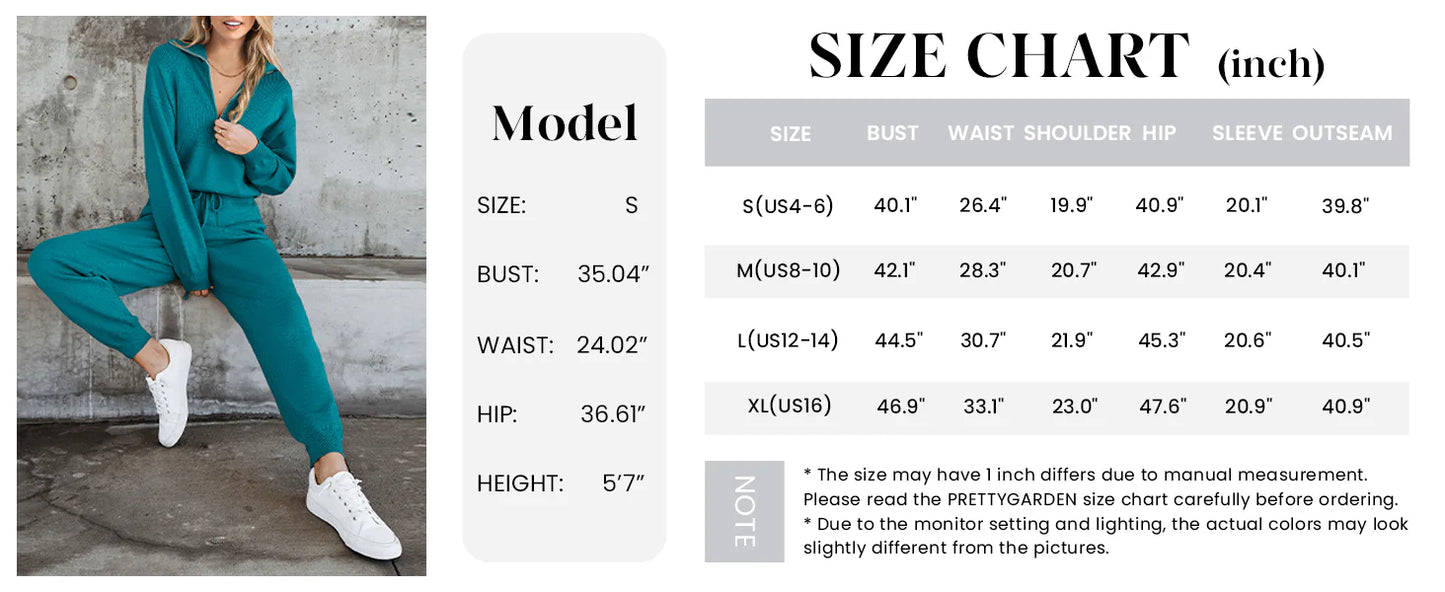 Women's 2 Piece Sweater Set Pullover Zip Up Sweatshirt Jogger Sweatpants Tracksuit Casual Outfit