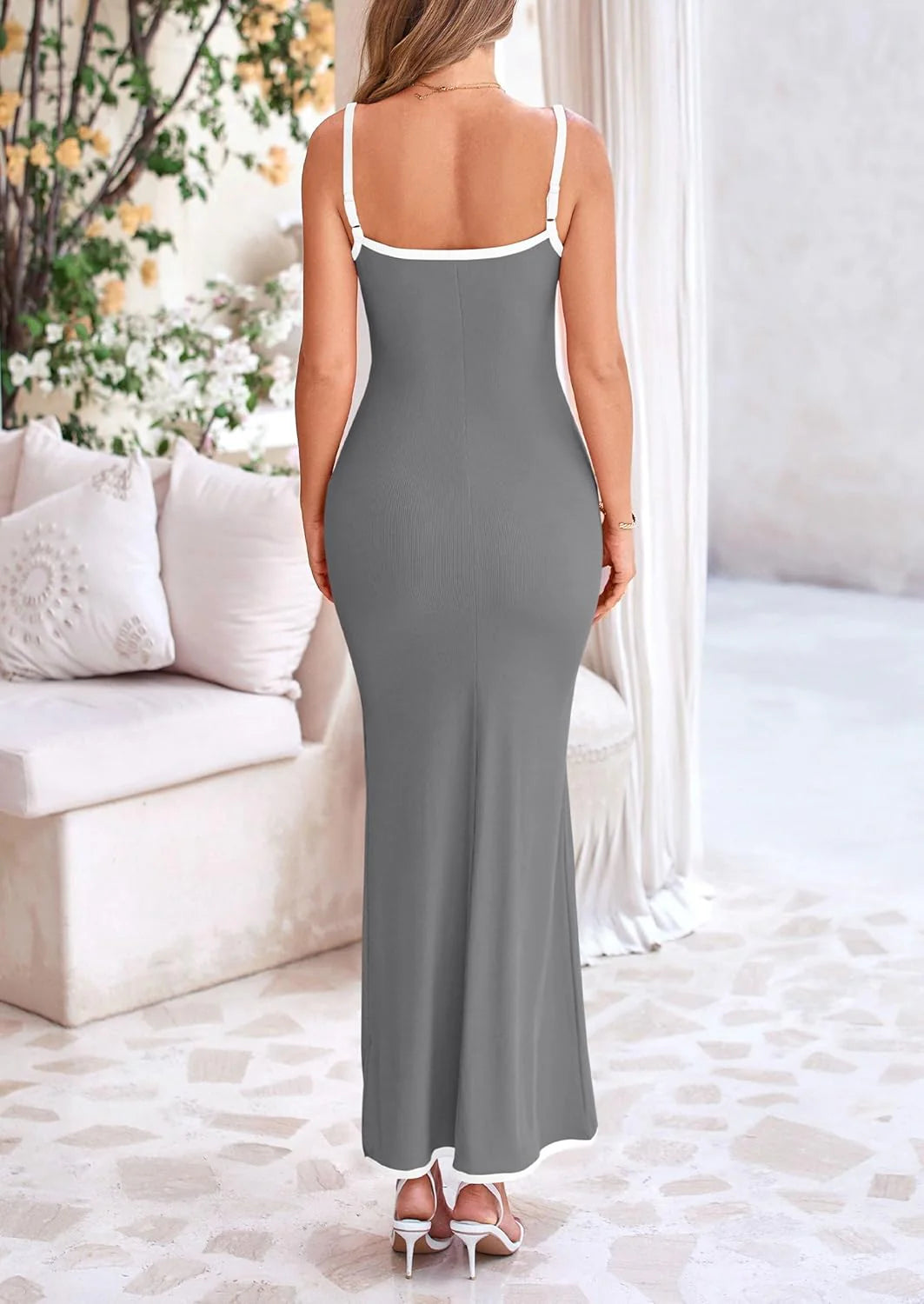 Spring Dresses for Women Summer Resort Wear Sexy Bodycon Sundress Spaghetti Strap Vacation Maxi Dress