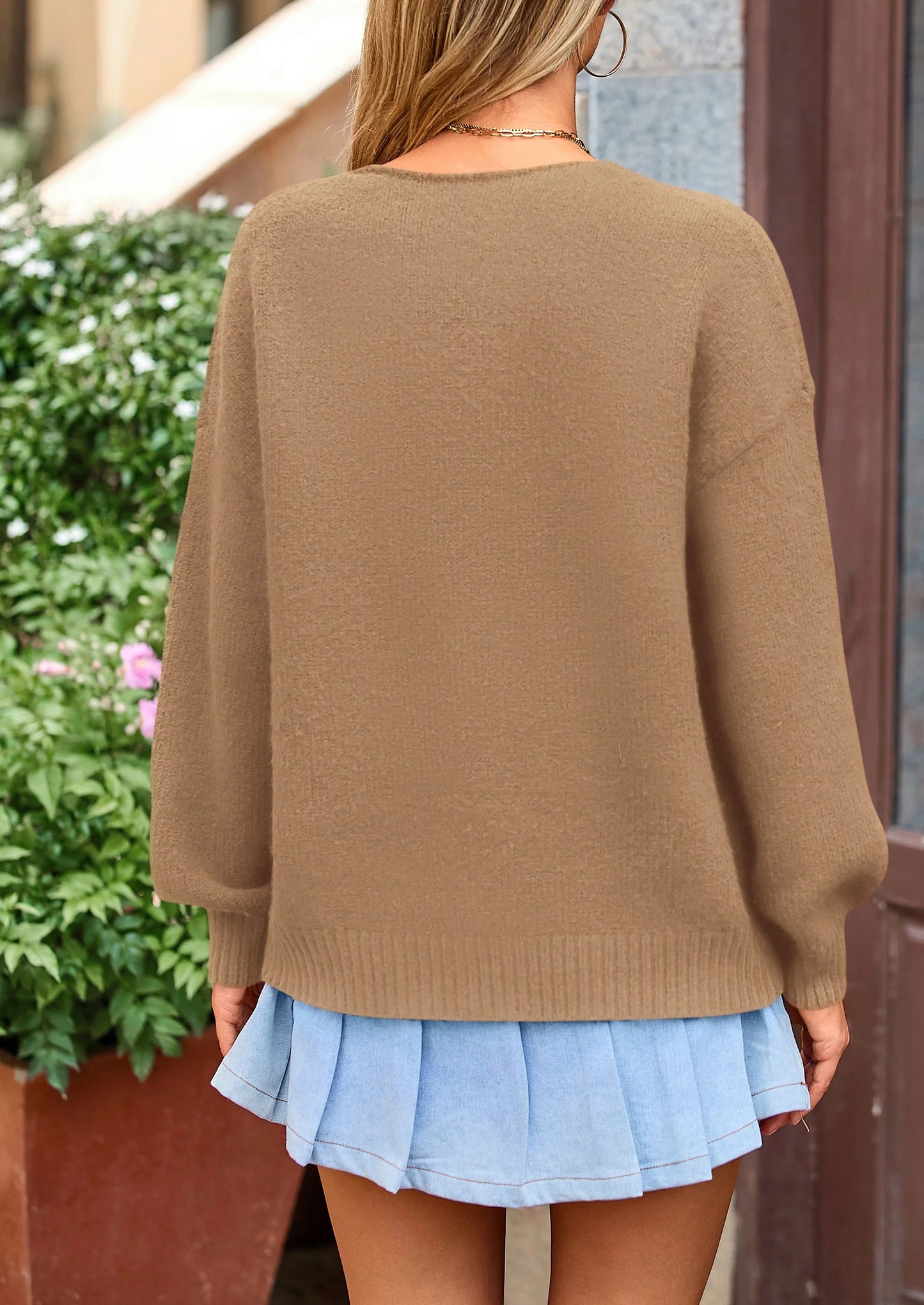 Women's Tie Front Bow Cardigan Sweaters Chunky Knit Long Puff Sleeve Trendy Fall Winter Jacket Coats