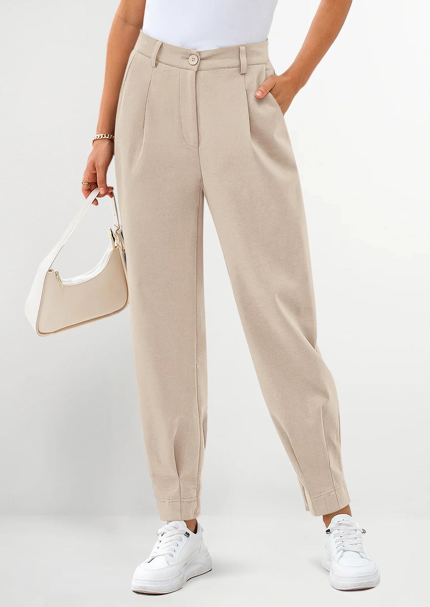 Womens Dress Pants Business Casual Trendy High Waisted Ankle Length Dressy Trousers Slacks Work Clothes