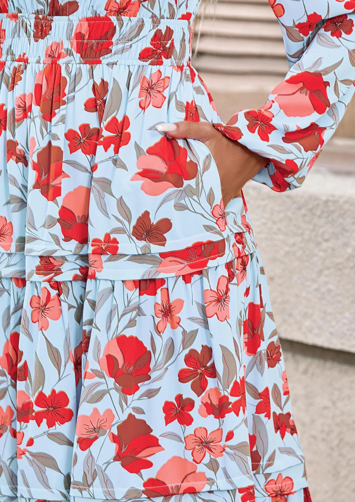 Women's Fall Boho Maxi Dresses Floral Long Sleeve V Neck Flowy Elegant Wedding Guest Dress Vacation Outfits