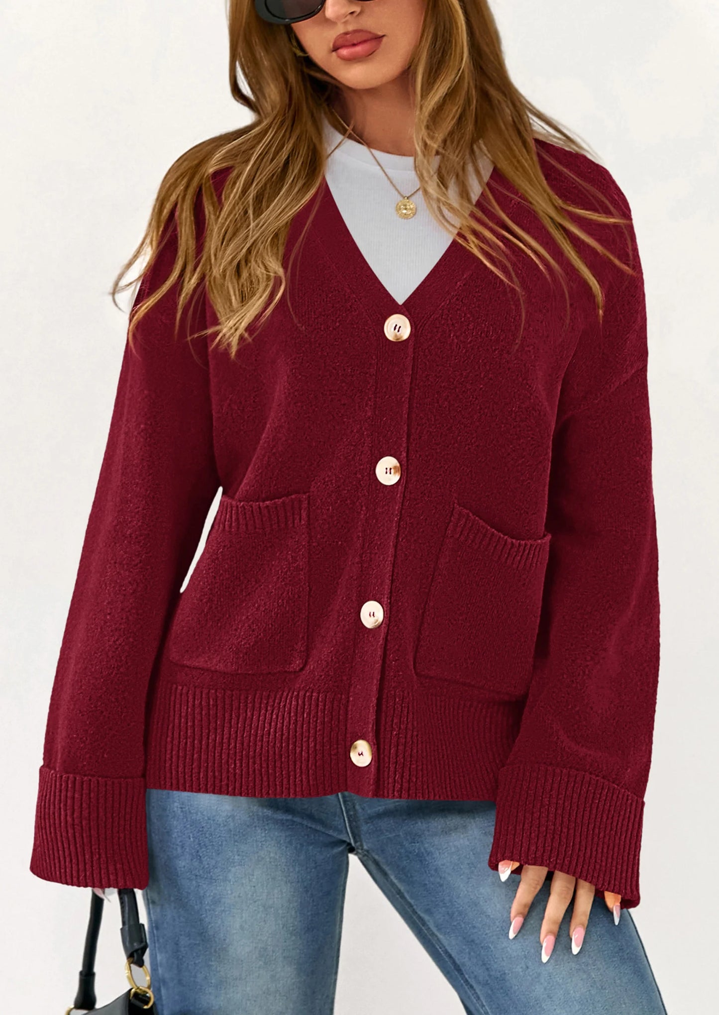 Women's Oversized Cardigan Sweaters Trendy Chunky Knit Long Sleeve V Neck Button Down Fall Winter Outfits
