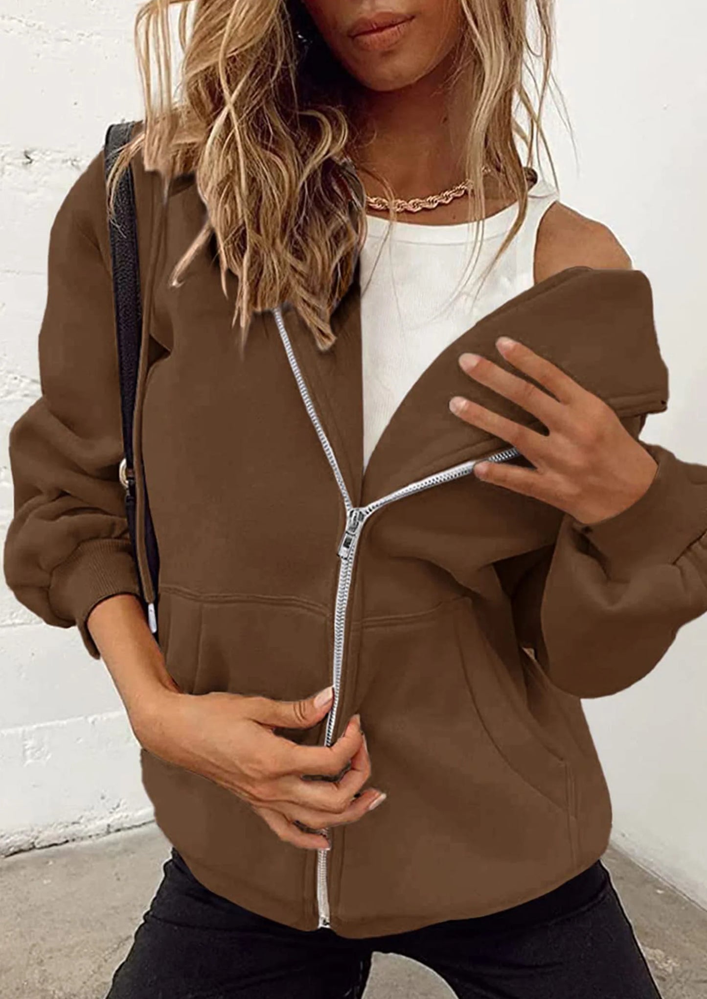 Women's Zip Up Y2K Hoodies Casual Long Sleeve Sweatshirts Fall Spring Track Jackets with Pockets