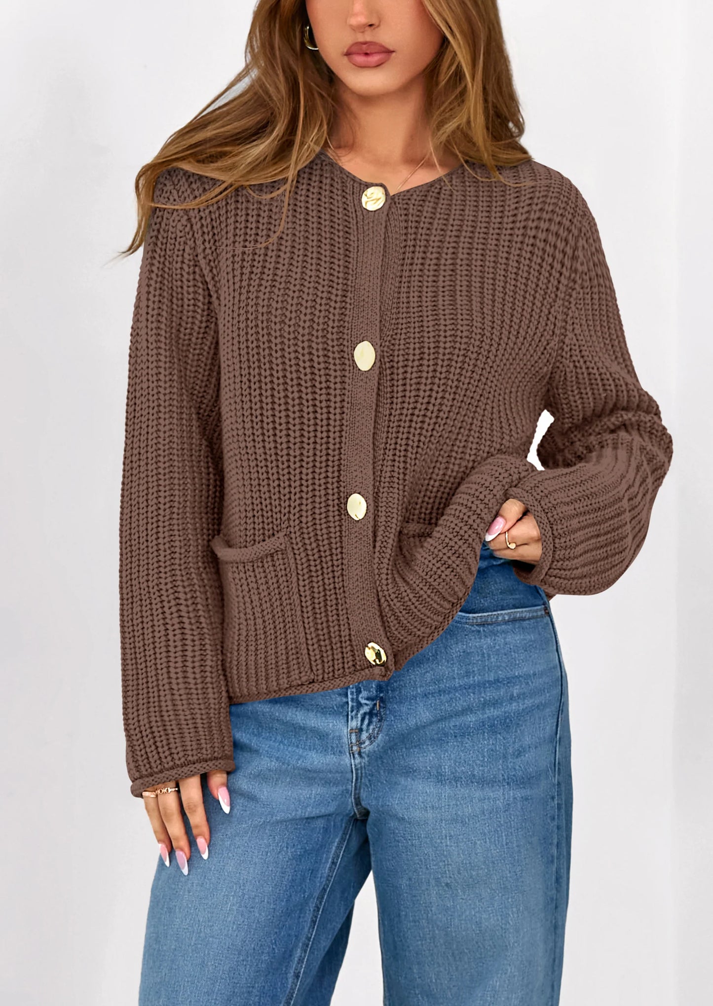 Cardigan Sweaters for Women Trendy Oversized Knit Chunky Button Cardigans Fall Winter Outfits with Pockets