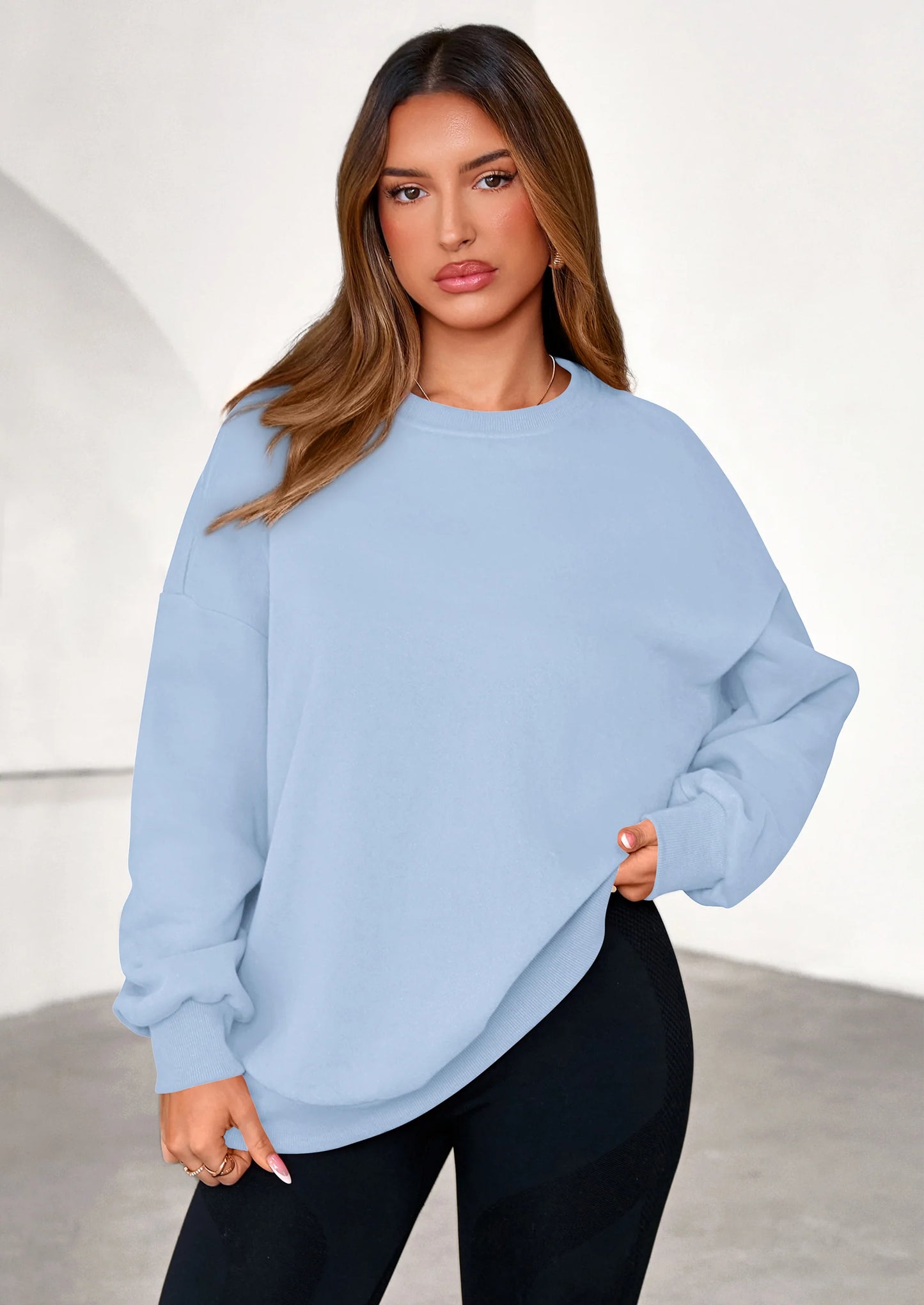Sweatshirts for Women Oversized Crewneck Fleece Pullover Long Sleeve Tops Comfy Fall Winter Fashion Outfits