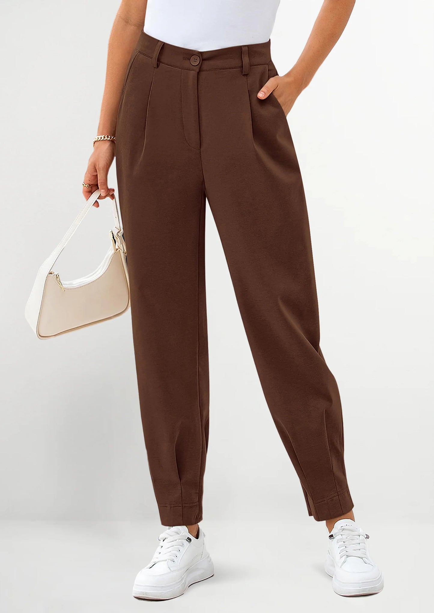 Womens Dress Pants Business Casual Trendy High Waisted Ankle Length Dressy Trousers Slacks Work Clothes