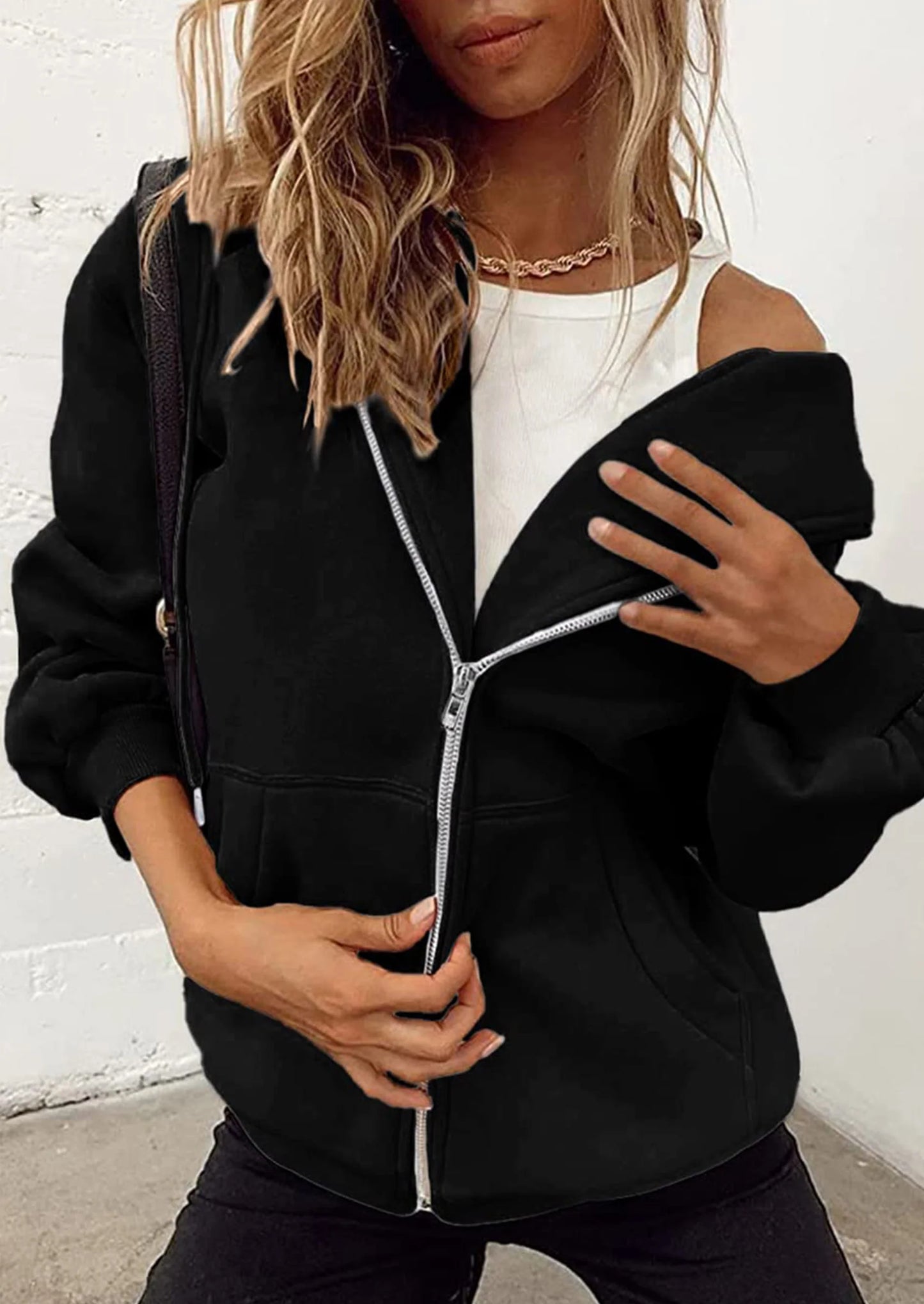 Women's Zip Up Y2K Hoodies Casual Long Sleeve Sweatshirts Fall Spring Track Jackets with Pockets