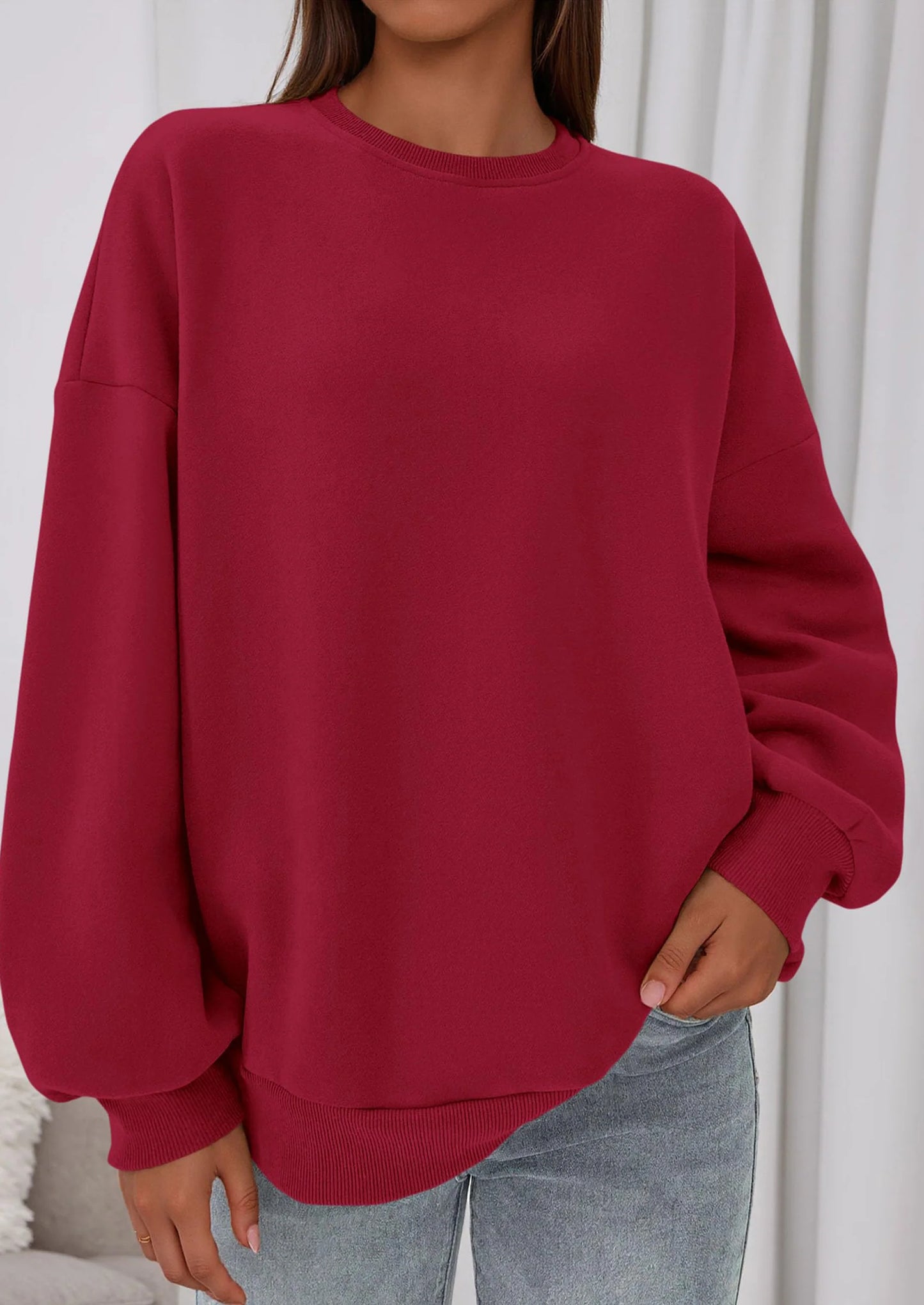 Sweatshirts for Women Oversized Crewneck Fleece Pullover Long Sleeve Tops Comfy Fall Winter Fashion Outfits